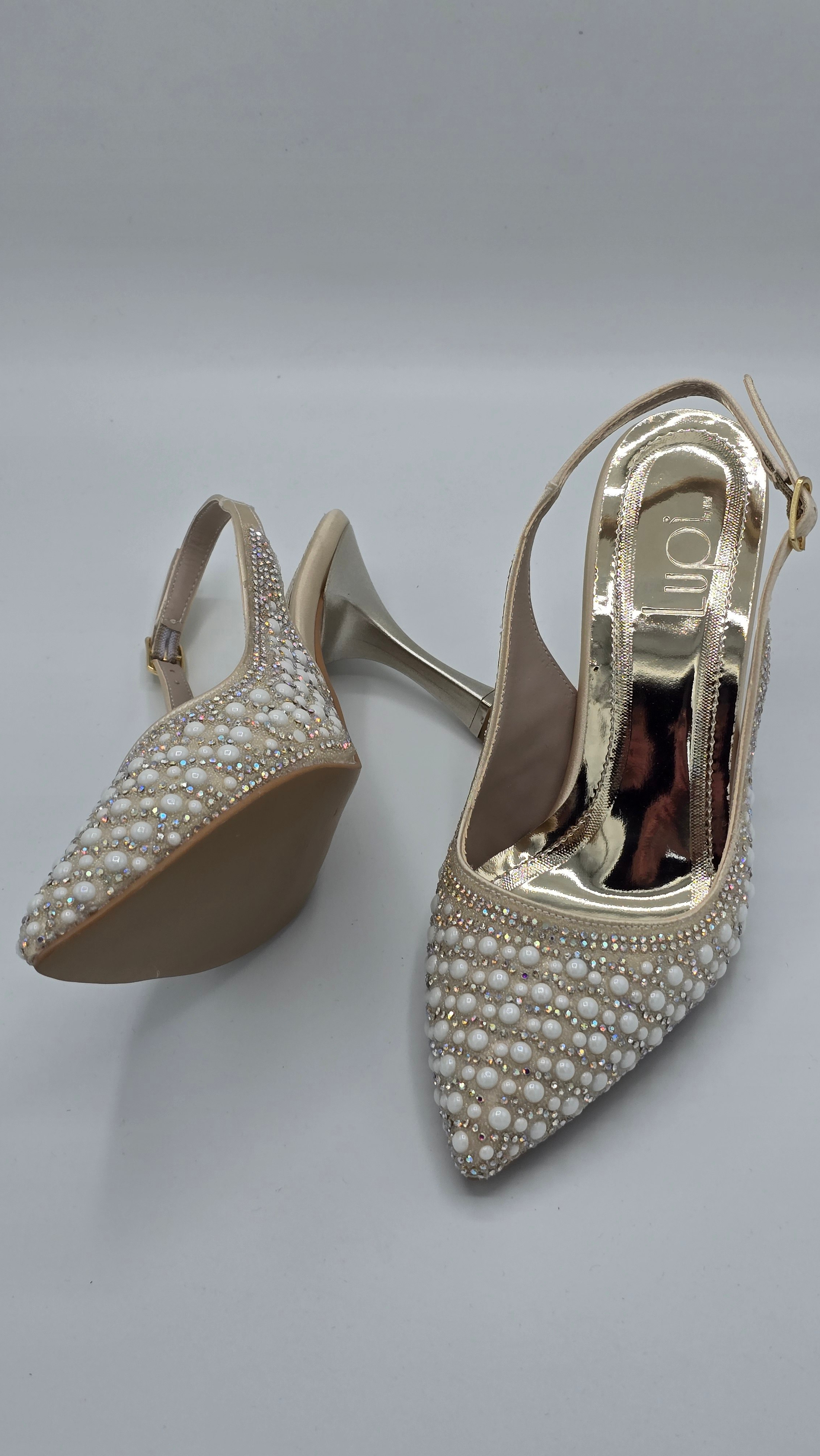Luvestashoes Dore Işıltılı İnci Detaylı Ortopedik Stiletto 