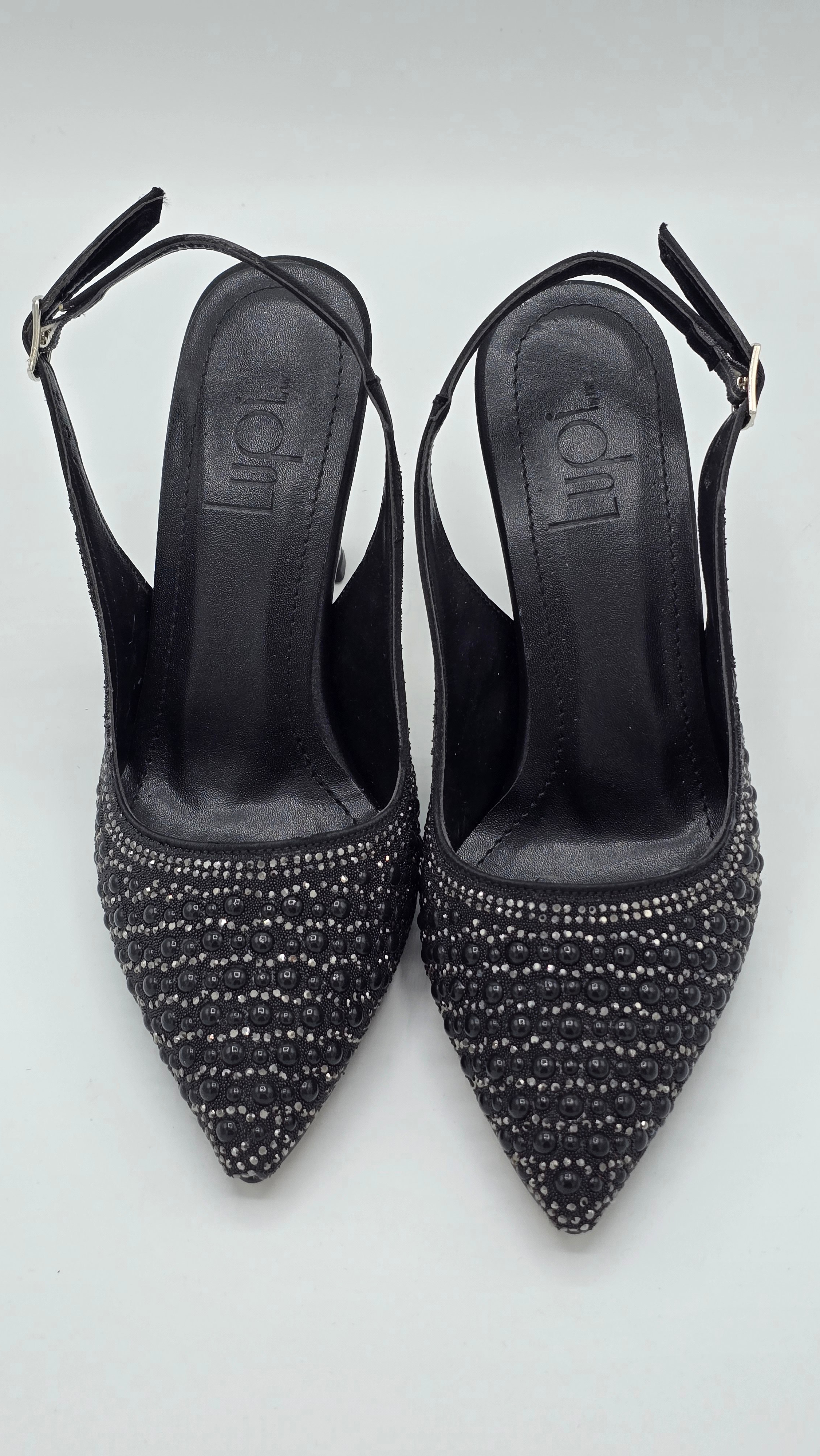 Luvestashoes Gece Siyahı Işıltılı İnci Detaylı Ortopedik Stiletto