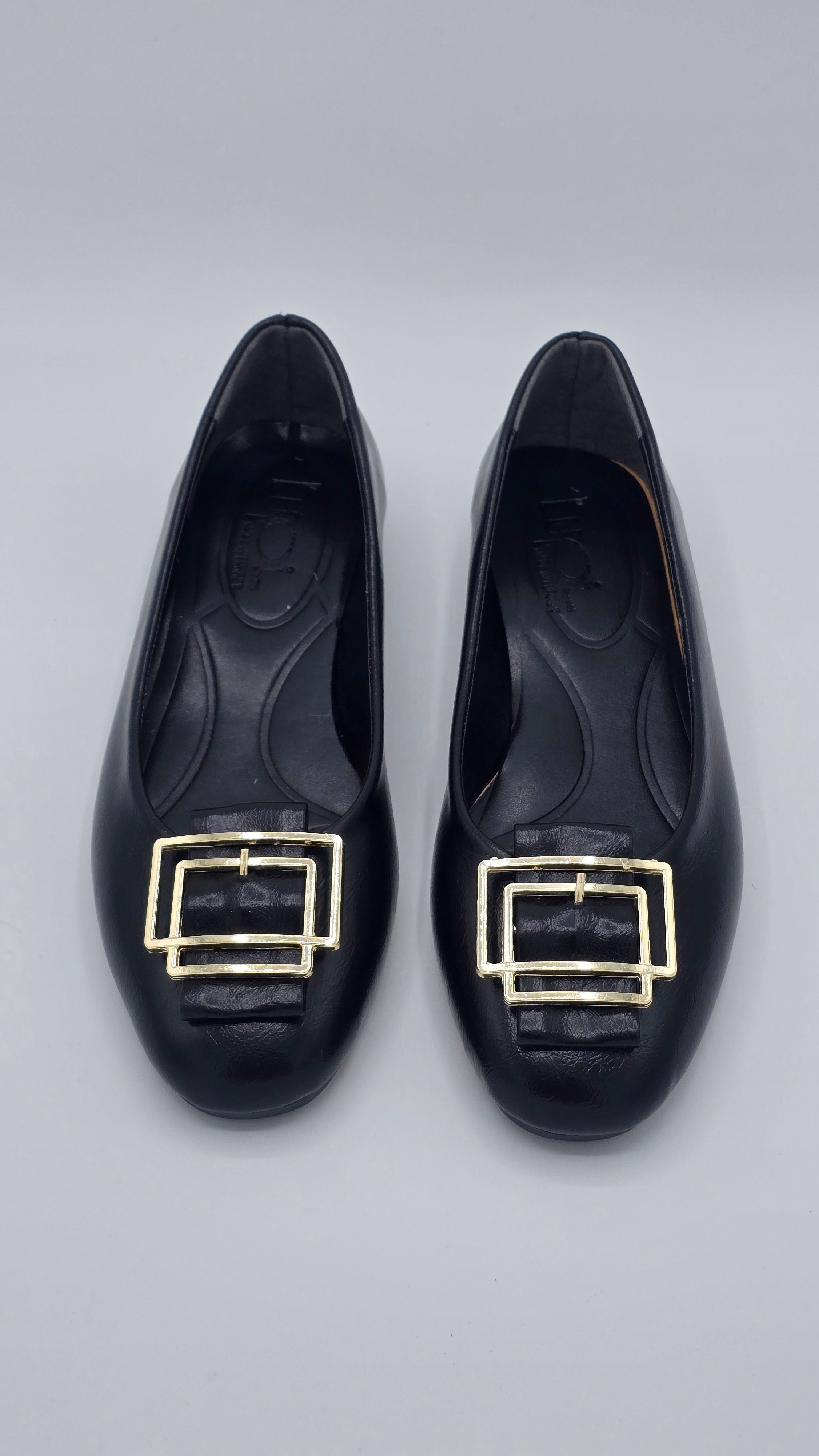 Luvestashoes Gold Çerçeve Tokalı Babet Siyah
