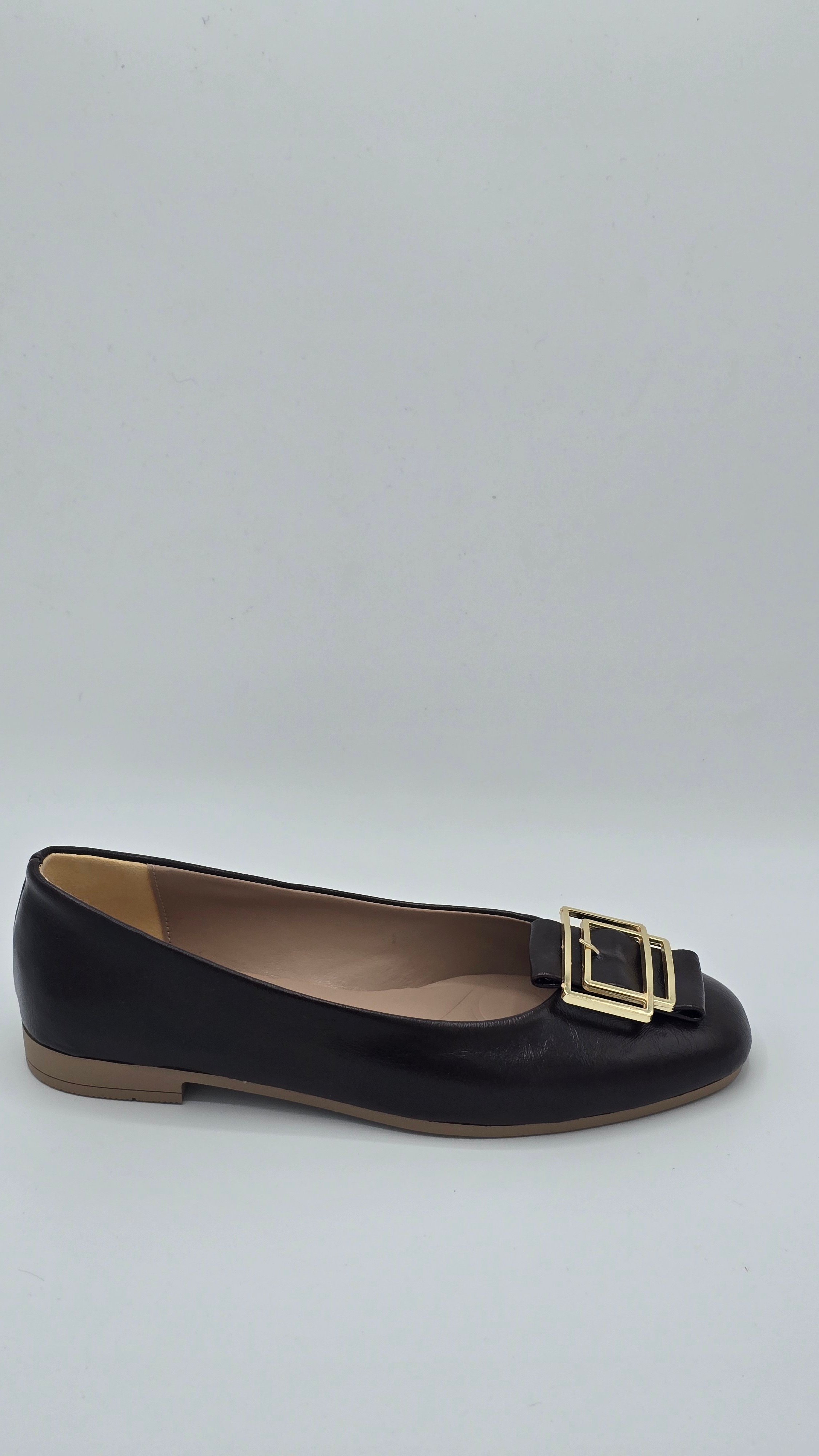 Luvestashoes Gold Çerçeve Tokalı Babet Kahve