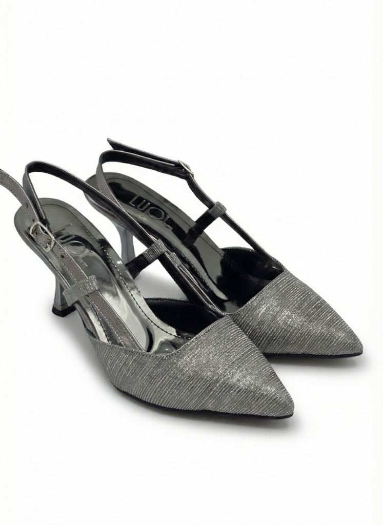 Luvestashoes Işıltılı Füme Çift Paralel Bantlı Ortopedik Stiletto
