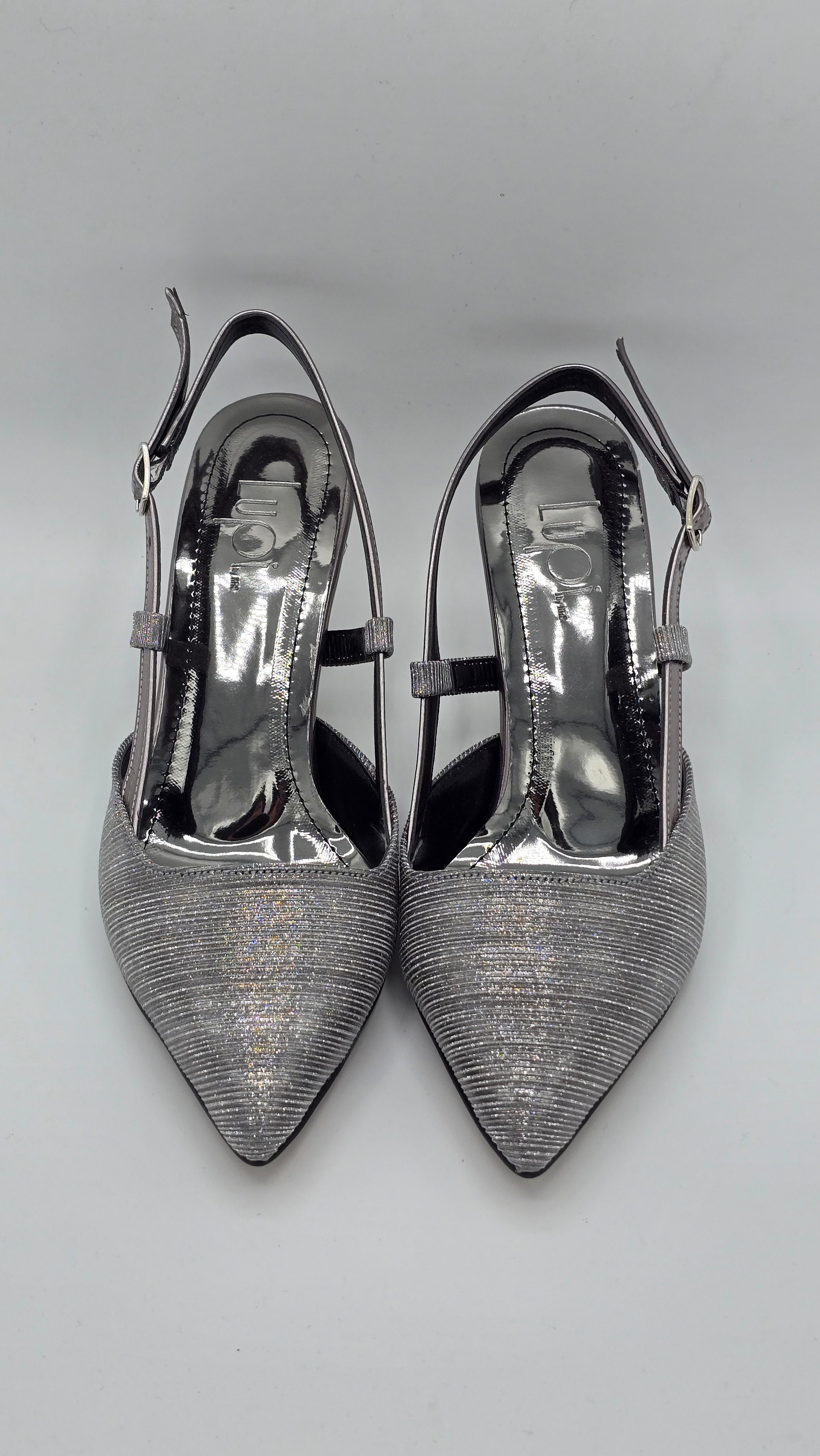 Luvestashoes Işıltılı Füme Çift Paralel Bantlı Ortopedik Stiletto