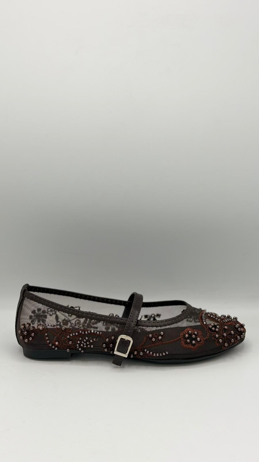 LUVESTASHOES İŞLEMELİ ACI KAHVE BABET
