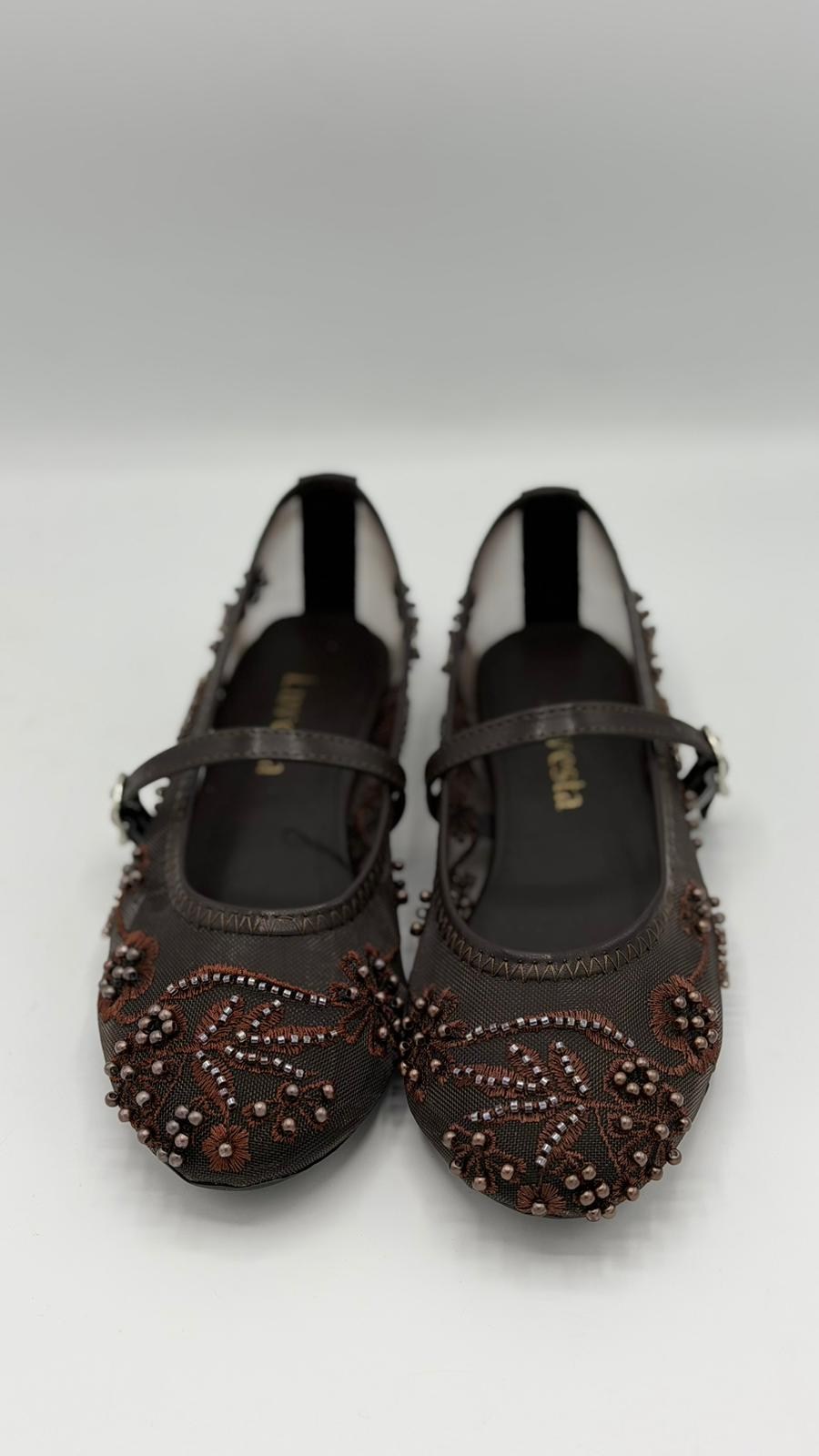 LUVESTASHOES İŞLEMELİ ACI KAHVE BABET