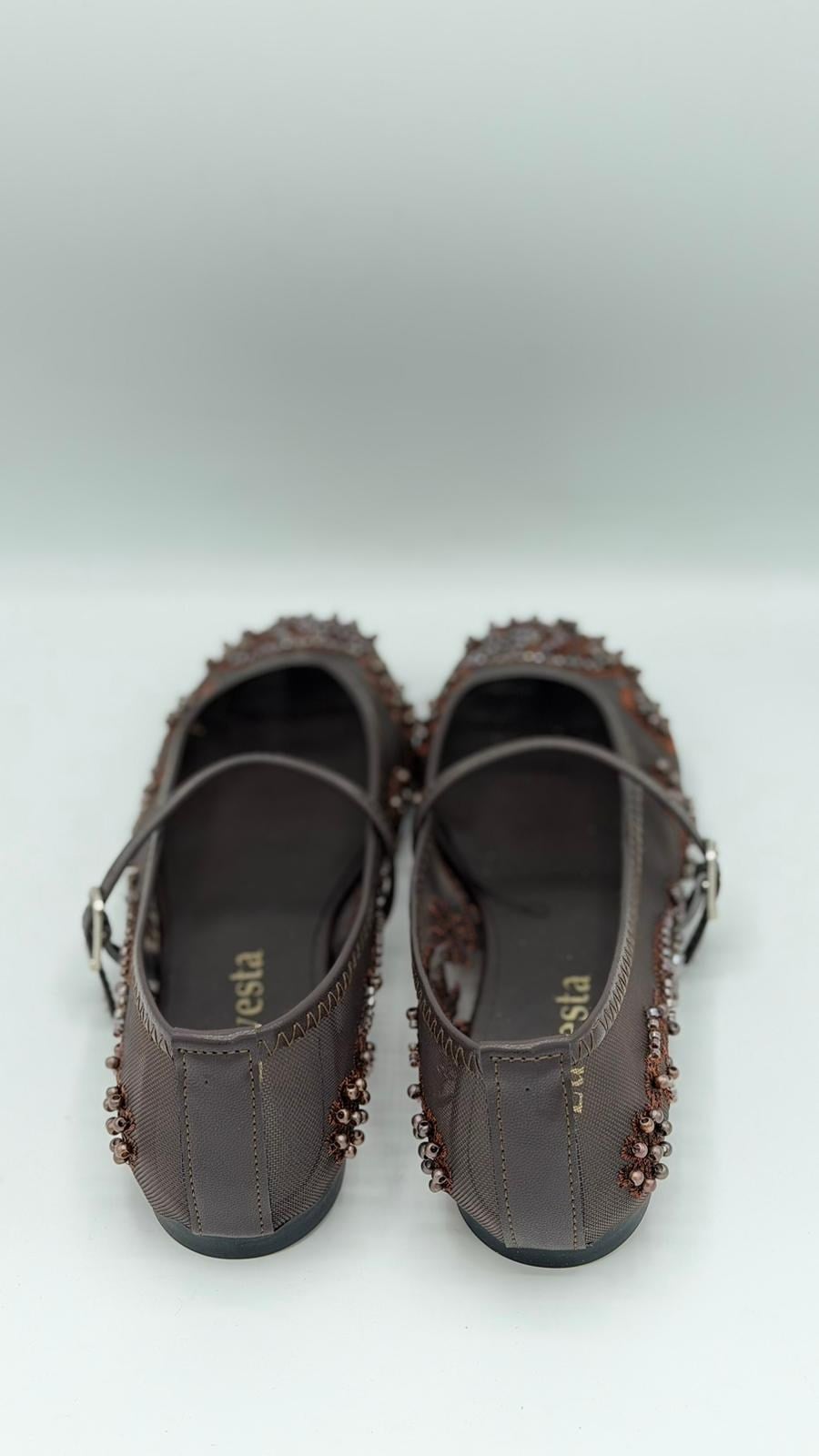 LUVESTASHOES İŞLEMELİ ACI KAHVE BABET