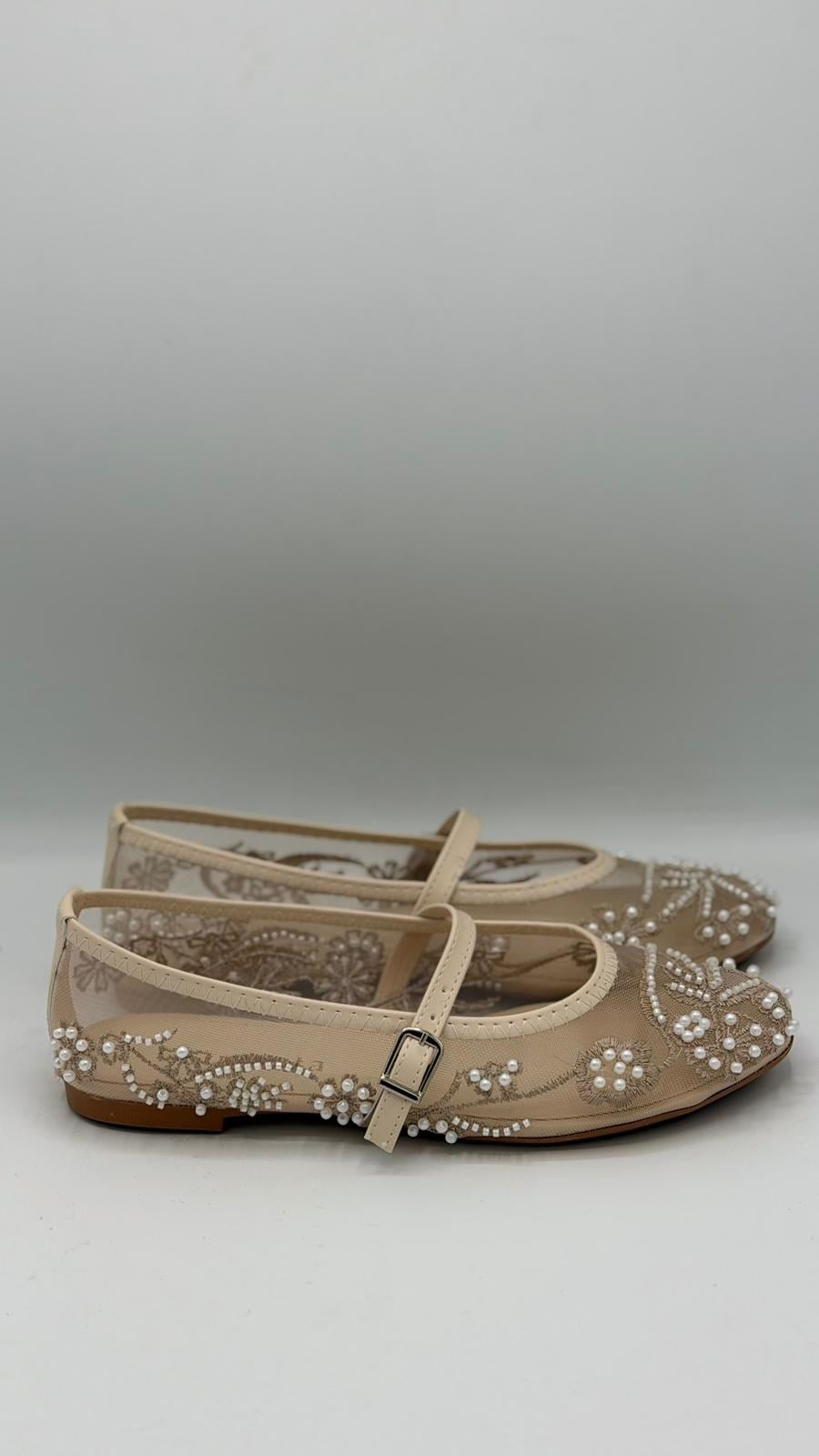LUVESTASHOES İŞLEMELİ BEJ BABET