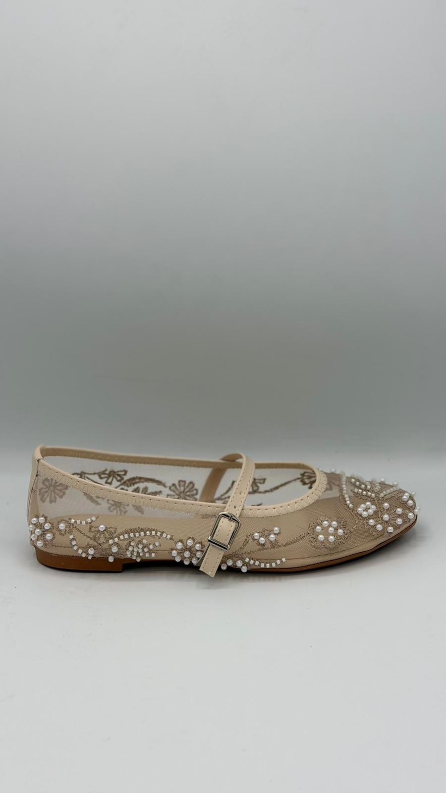 LUVESTASHOES İŞLEMELİ BEJ BABET