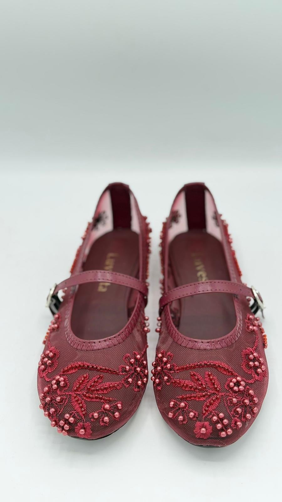 LUVESTASHOES İŞLEMELİ BORDO BABET