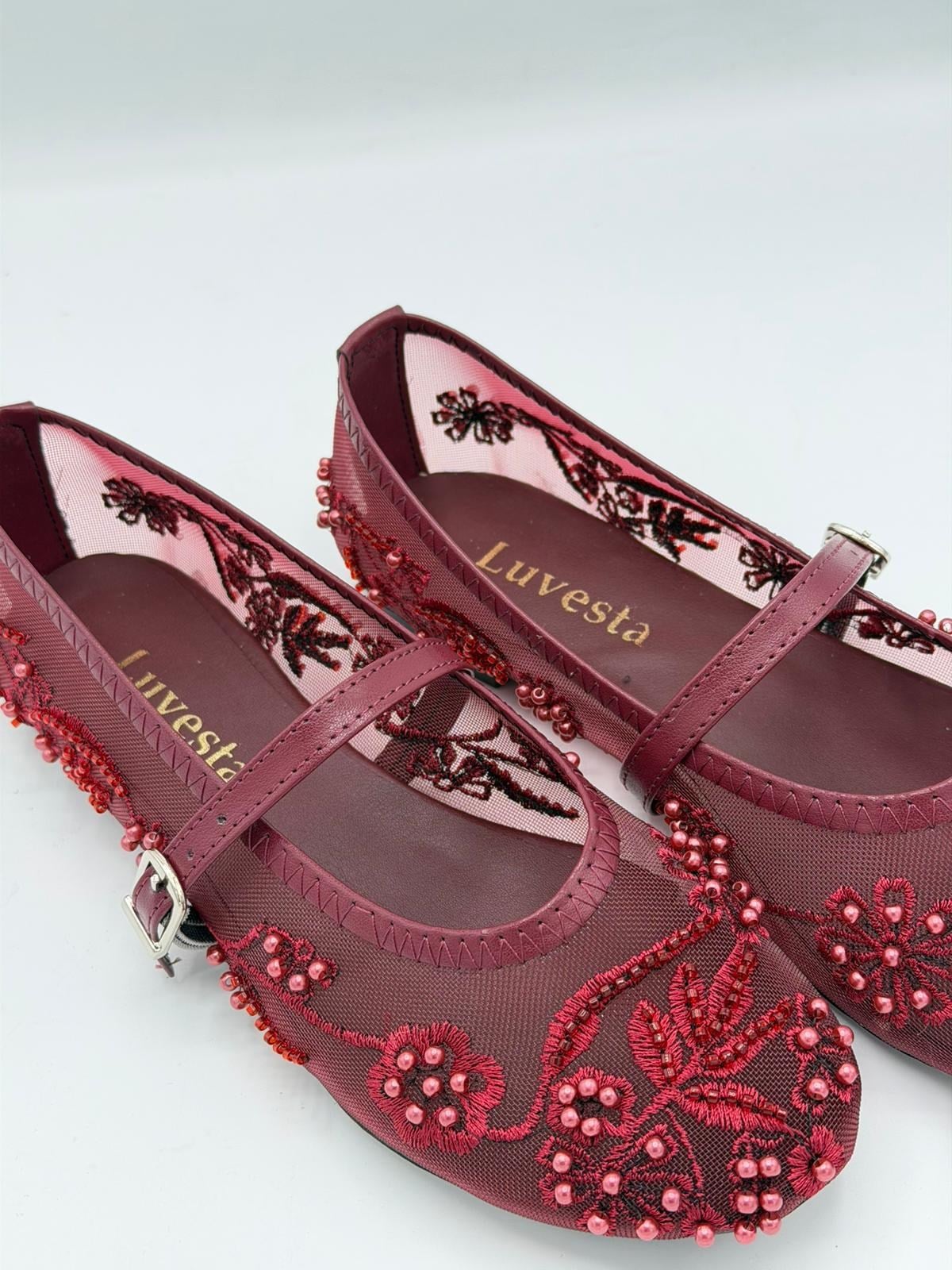 LUVESTASHOES İŞLEMELİ BORDO BABET