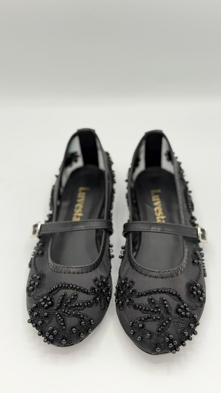 LUVESTASHOES İŞLEMELİ SİYAH BABET