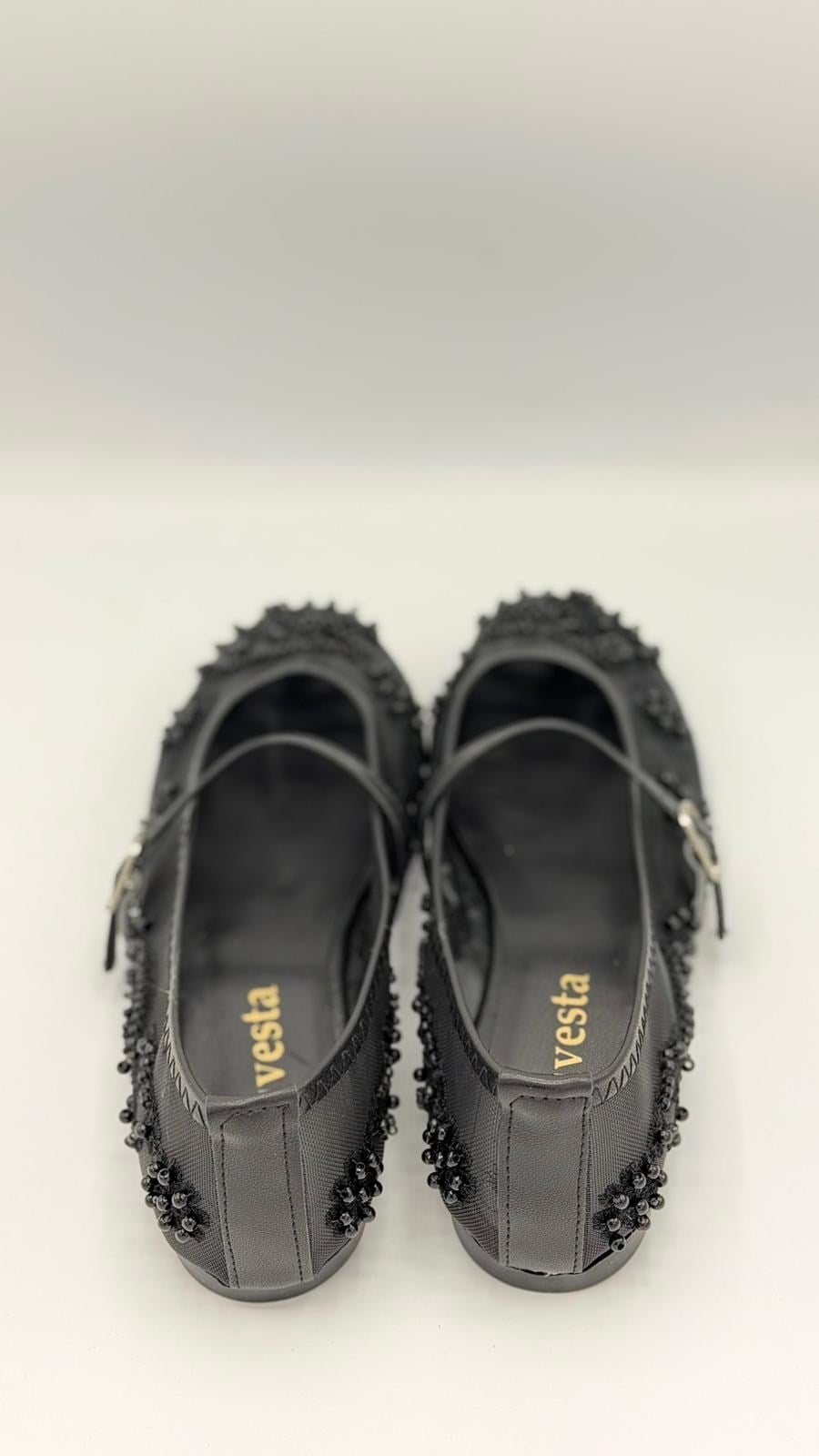 LUVESTASHOES İŞLEMELİ SİYAH BABET
