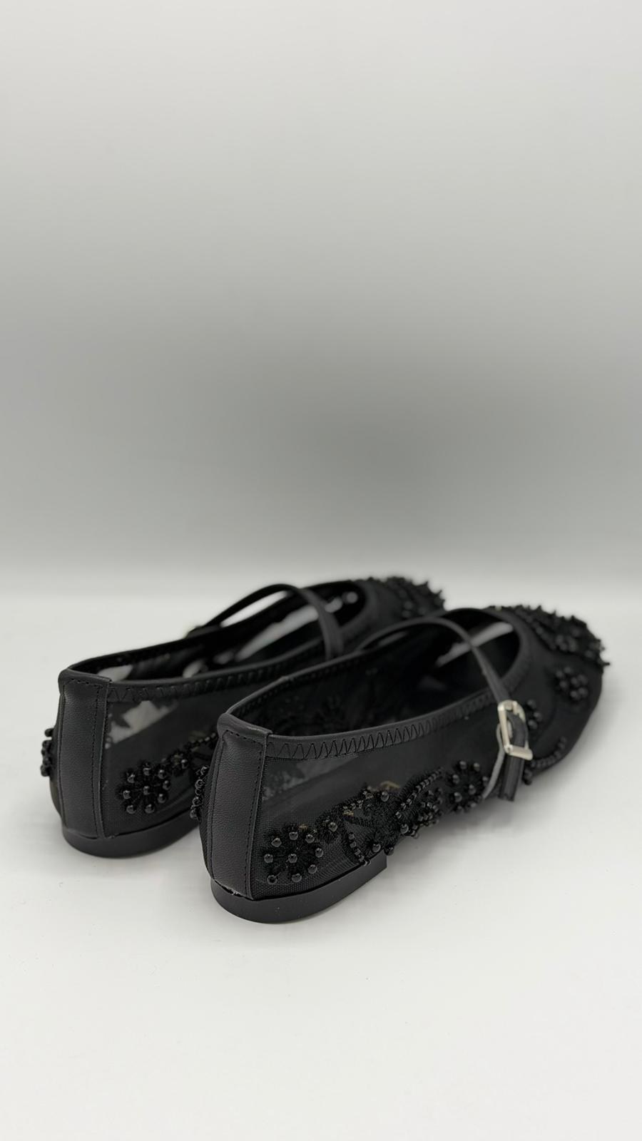 LUVESTASHOES İŞLEMELİ SİYAH BABET