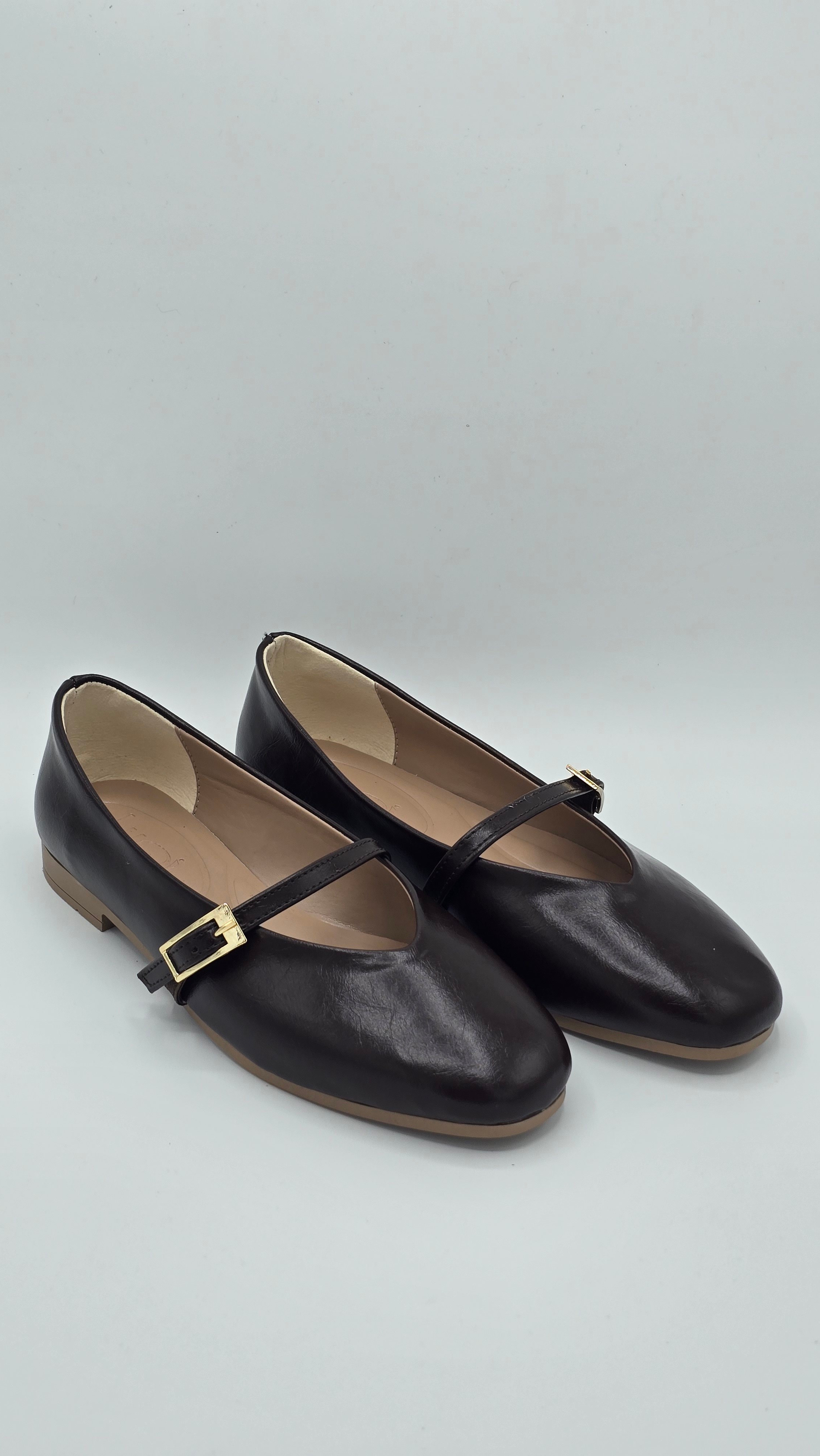 Luvestashoes Kahve Tek Tokalı Klasik Babet