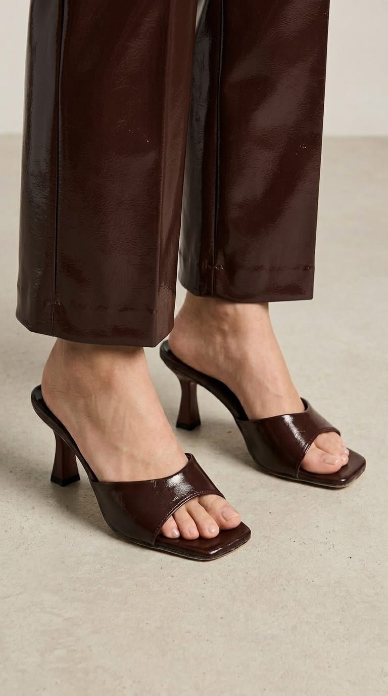 LUVESTASHOES KARE BURUNLU  TOPUKLU TERLİK  ACI KAHVE