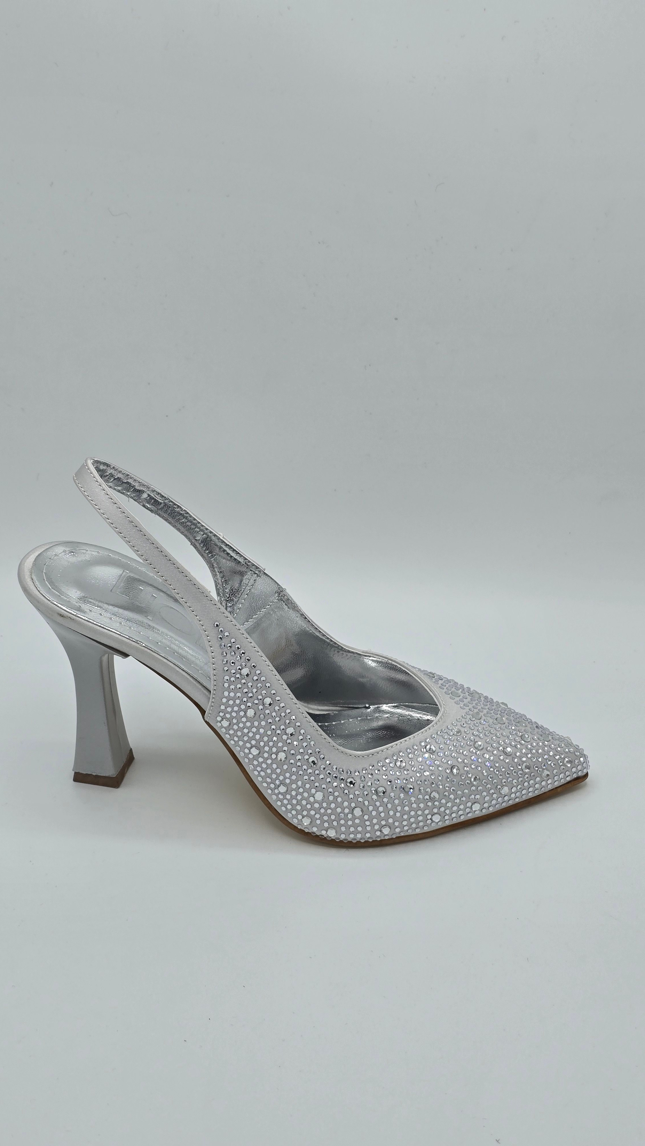 Luvestashoes Kristal Işıltılı Gümüş Ortopedik Stiletto