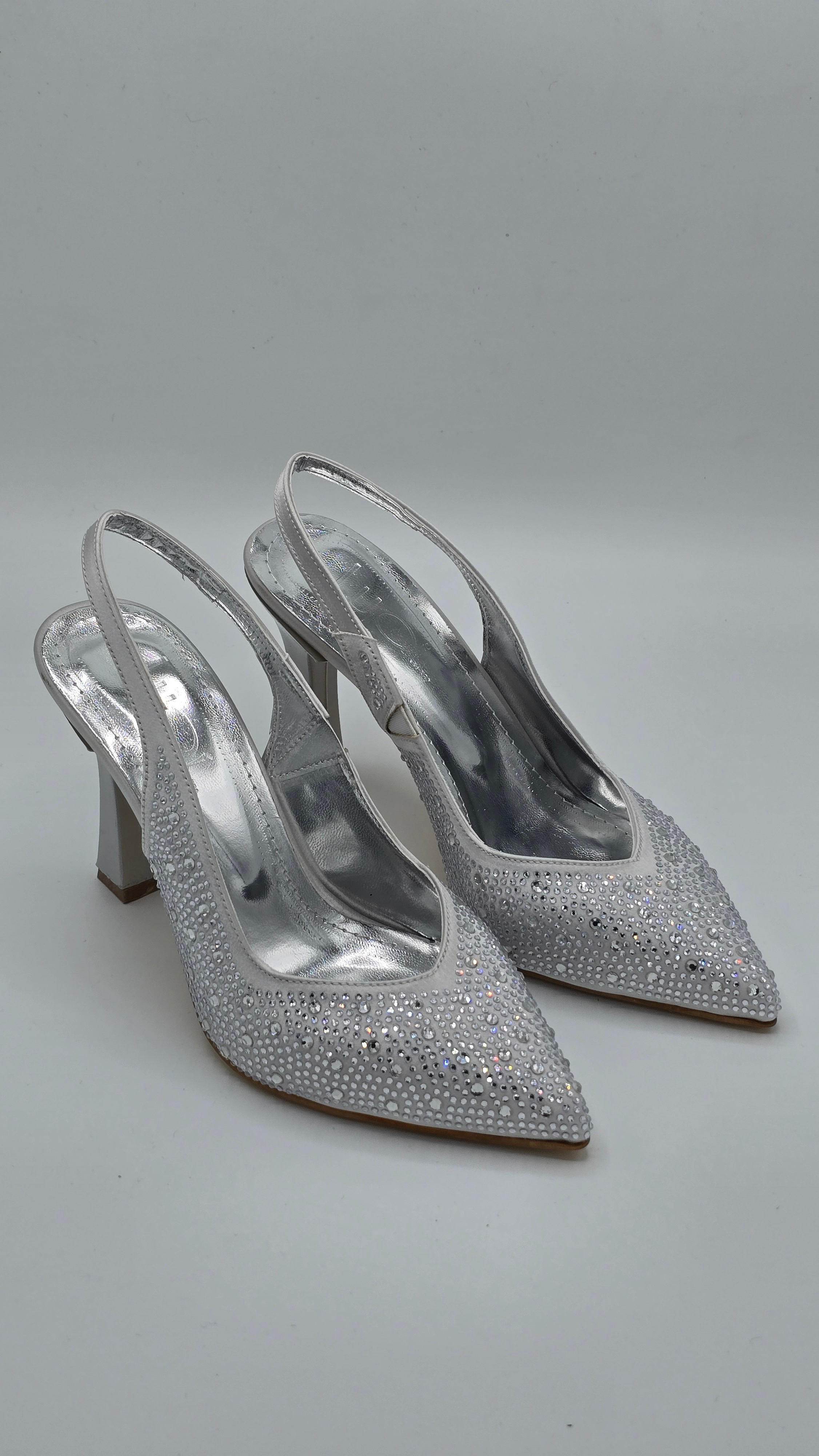 Luvestashoes Kristal Işıltılı Gümüş Ortopedik Stiletto