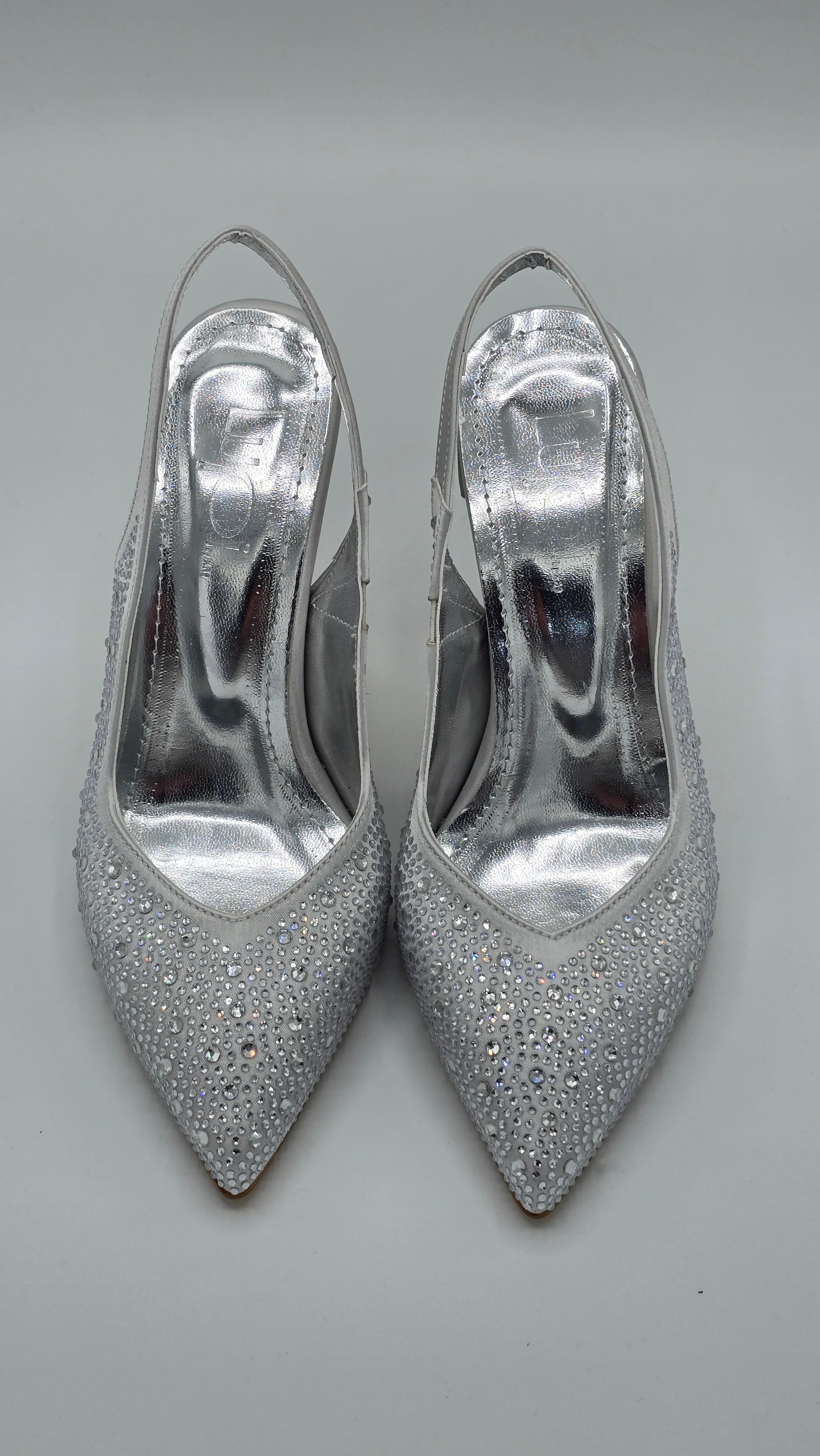Luvestashoes Kristal Işıltılı Gümüş Ortopedik Stiletto