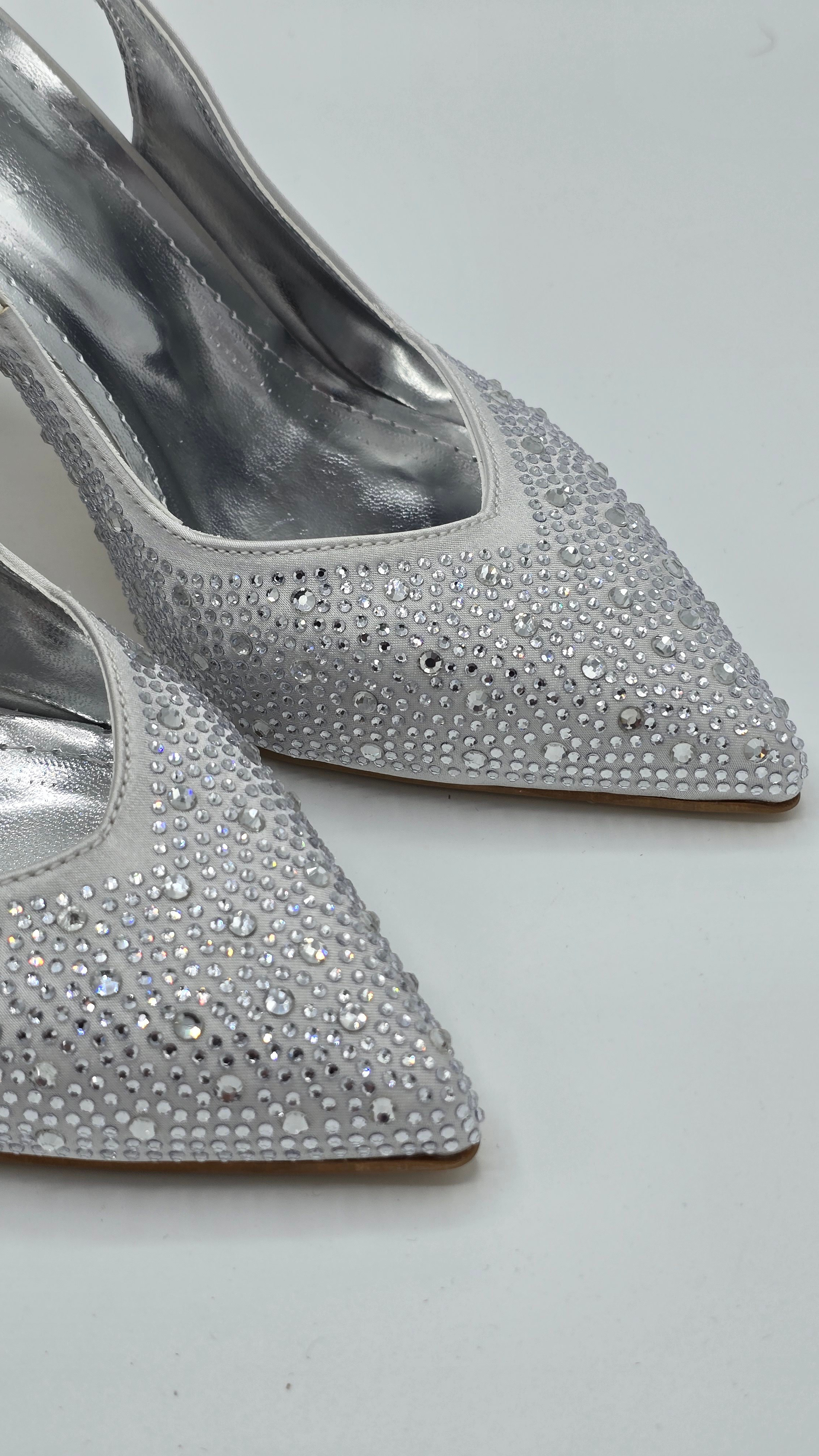 Luvestashoes Kristal Işıltılı Gümüş Ortopedik Stiletto