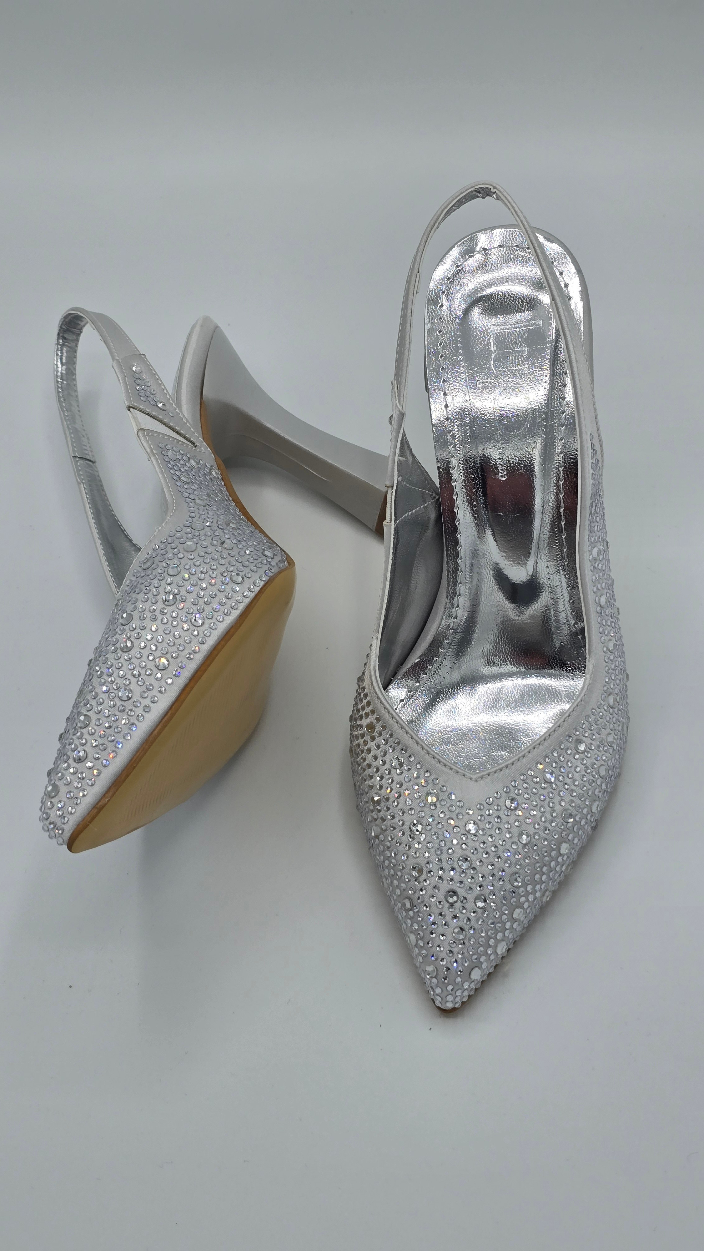 Luvestashoes Kristal Işıltılı Gümüş Ortopedik Stiletto