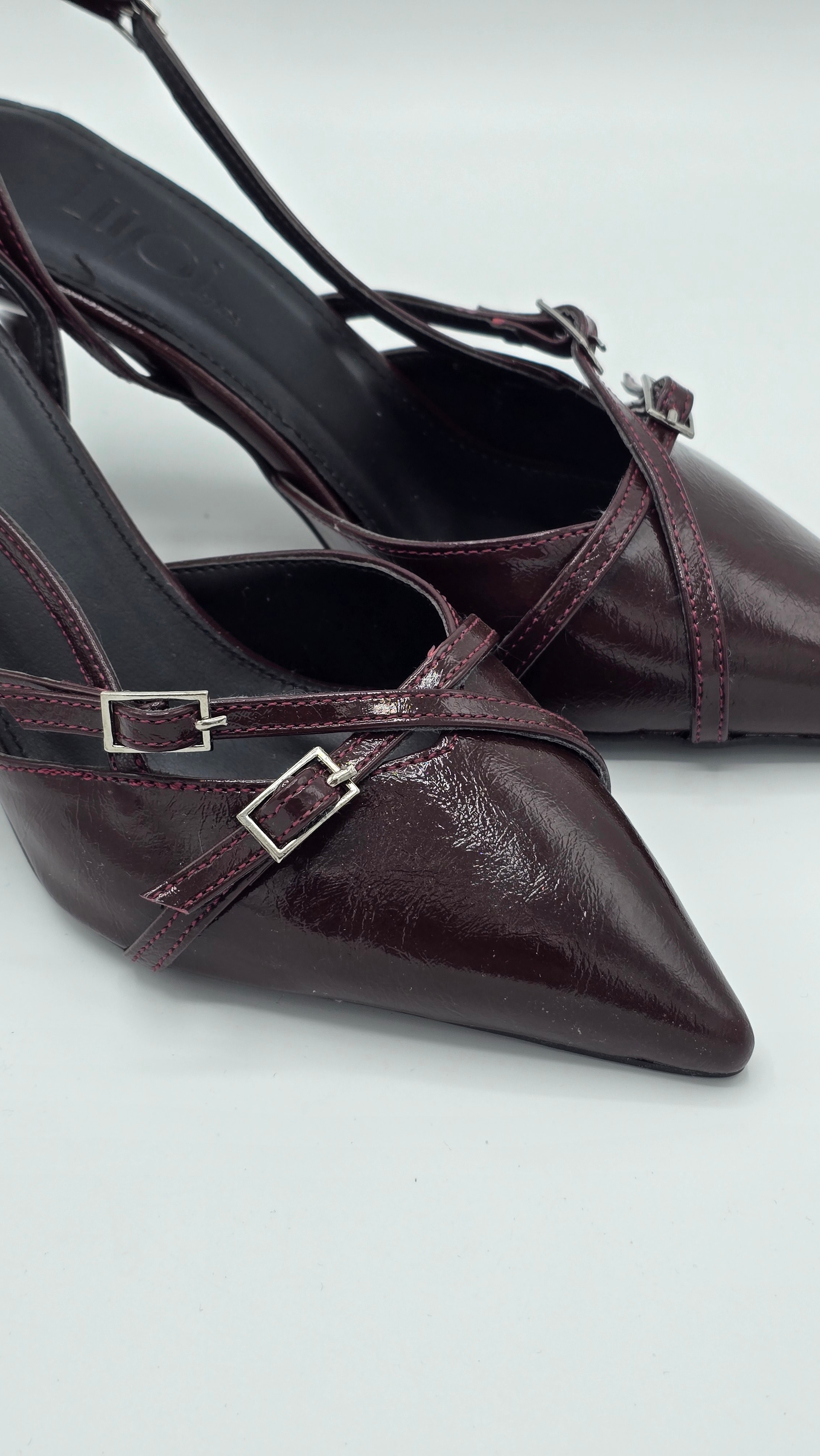 Luvestashoes Rugan Bordo Çapraz Kemerli Ortopedik Stiletto