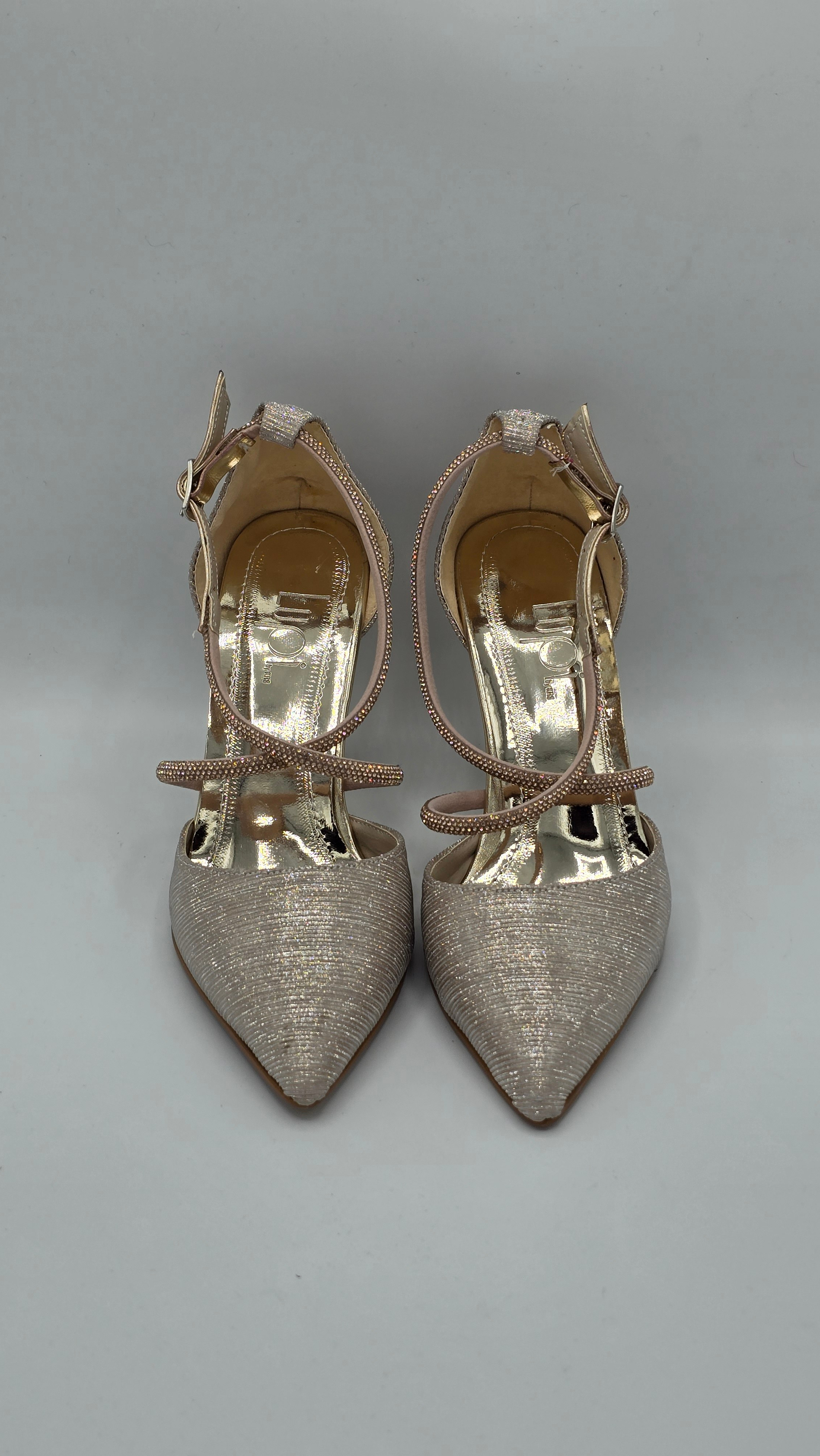 Luvestashoes Şampanya Taş Detaylı Topuk Gece Stiletto