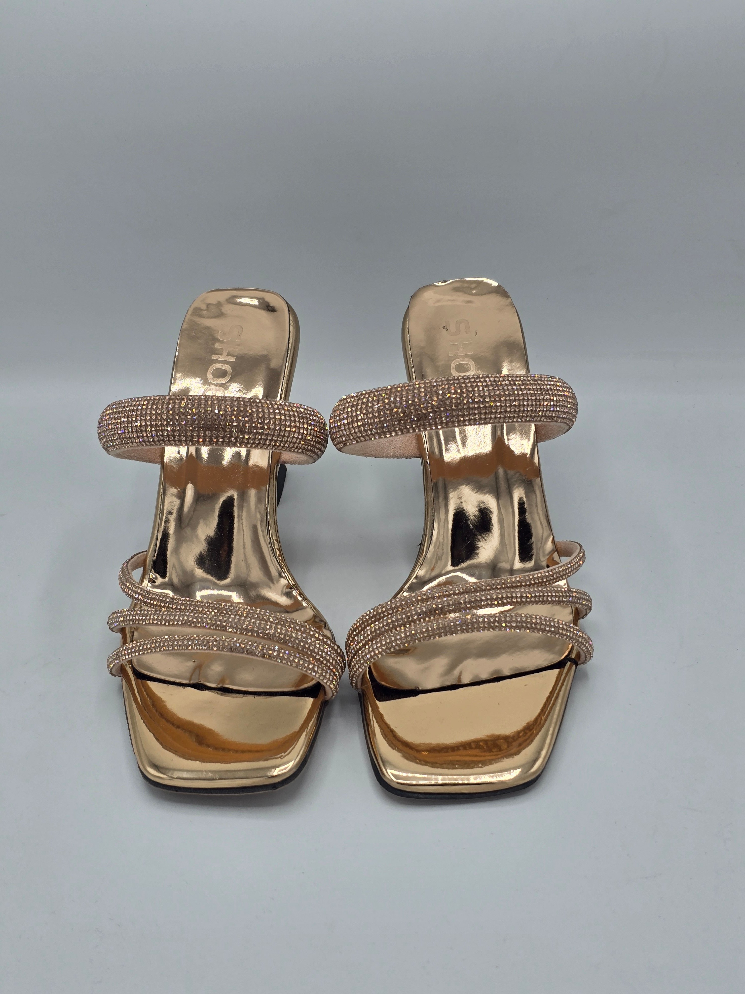 LUVESTASHOES SİMLİ TAŞLI KARE BURUNLU TOPUKLU TERLİK BAKIR