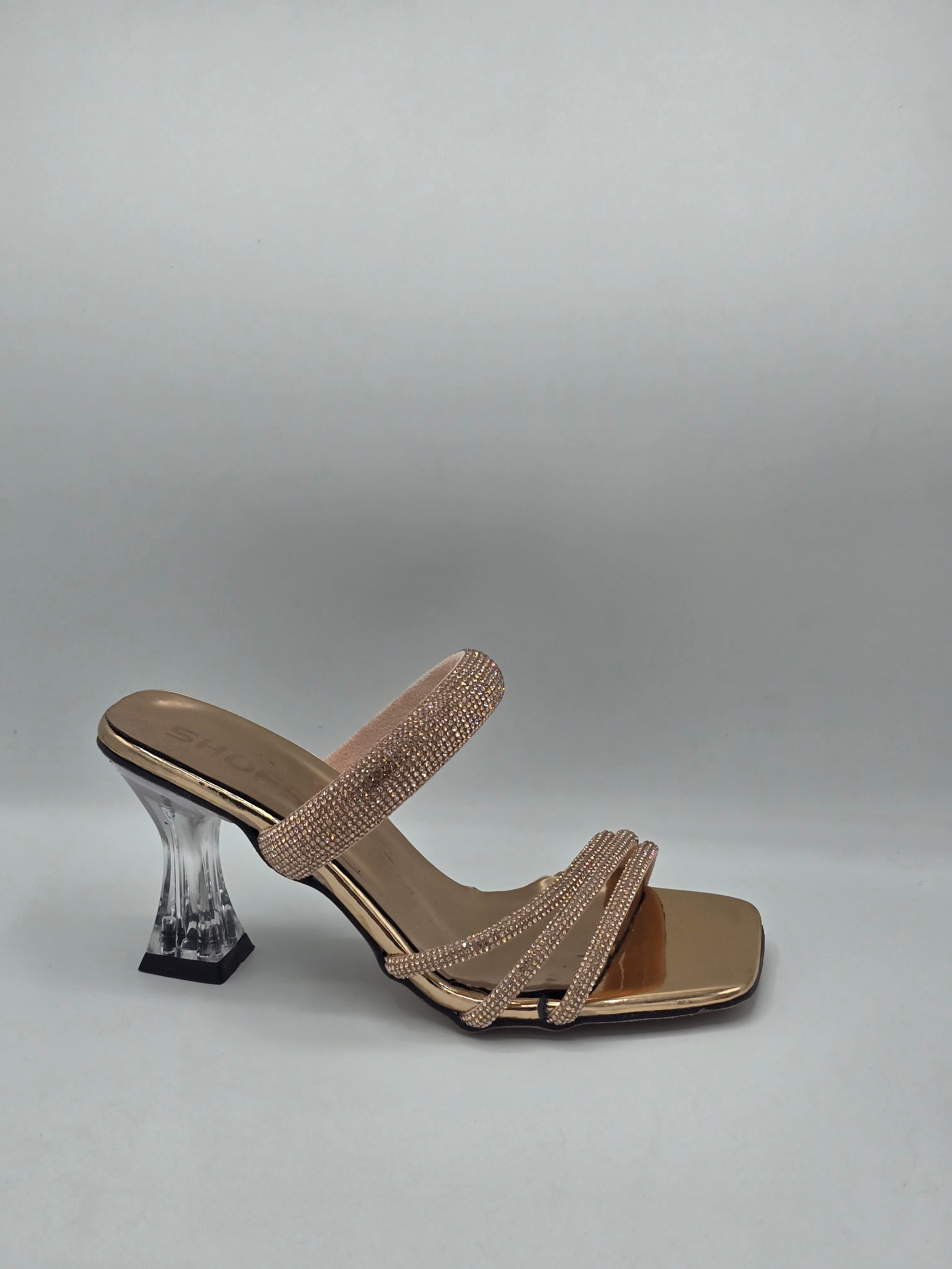 LUVESTASHOES SİMLİ TAŞLI KARE BURUNLU TOPUKLU TERLİK BAKIR
