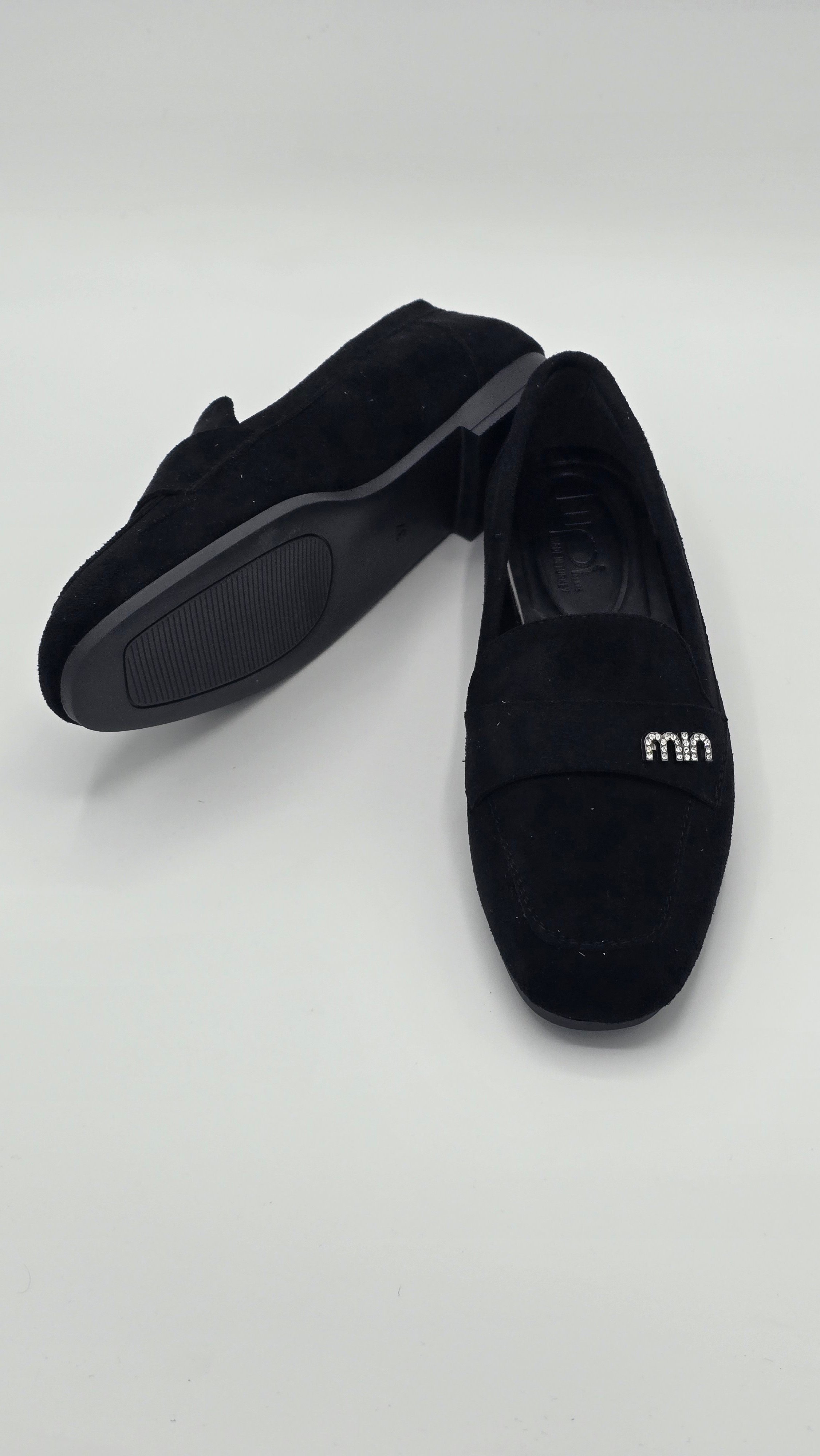 Luvestashoes Siyah Süet Taş Logolu Minimal Günlük Şık Babet