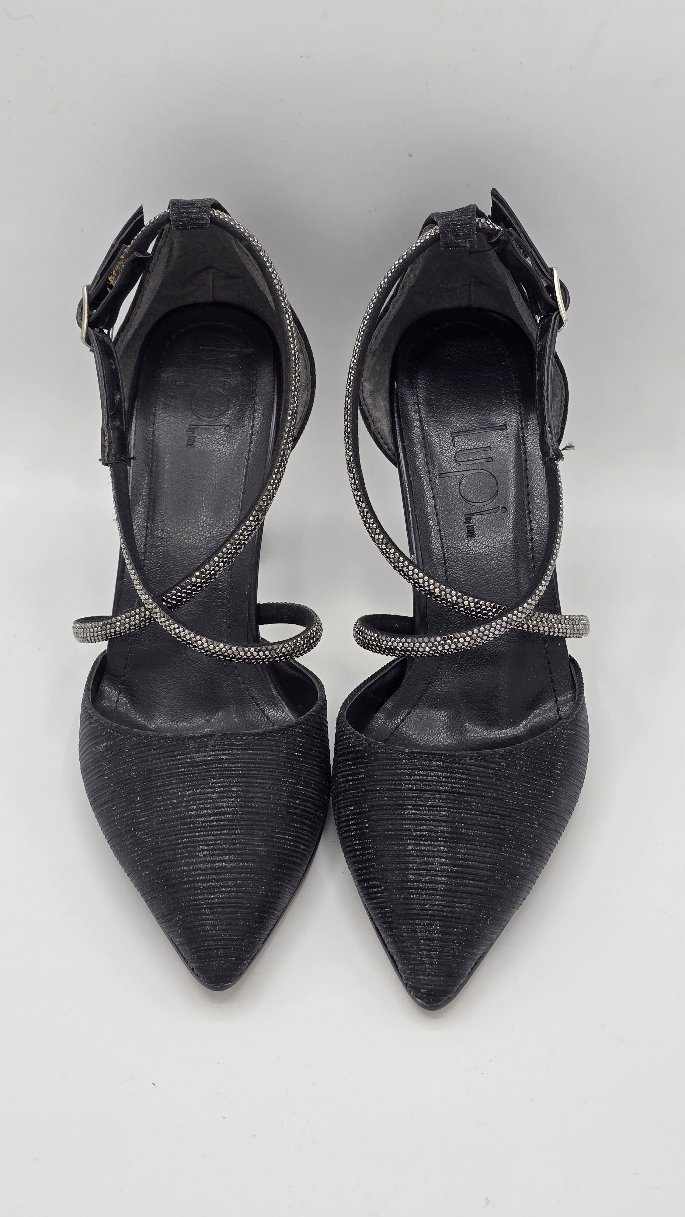 Luvestashoes Siyah Taş Detaylı Şık Gece Ortopedik Stiletto