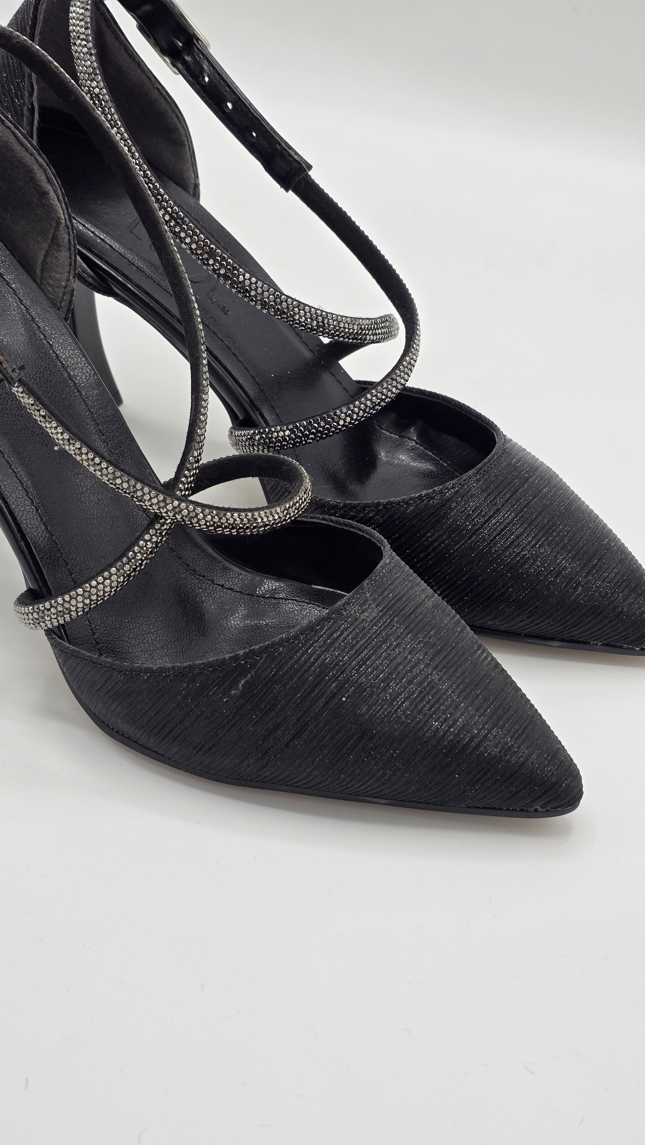 Luvestashoes Siyah Taş Detaylı Şık Gece Ortopedik Stiletto