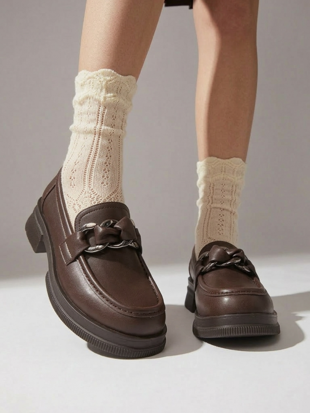 Şal Detaylı Tokalı Loafer Acı Kahve