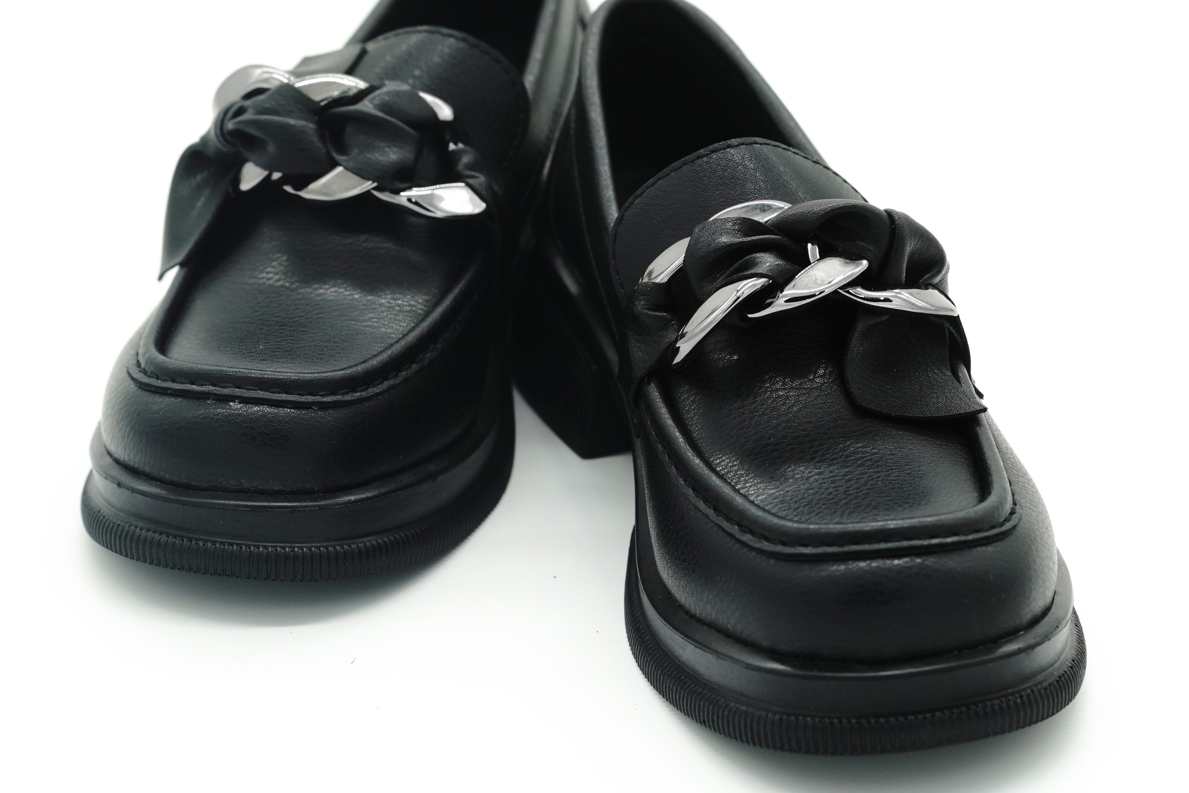 Şal Detaylı Tokalı Loafer Siyah