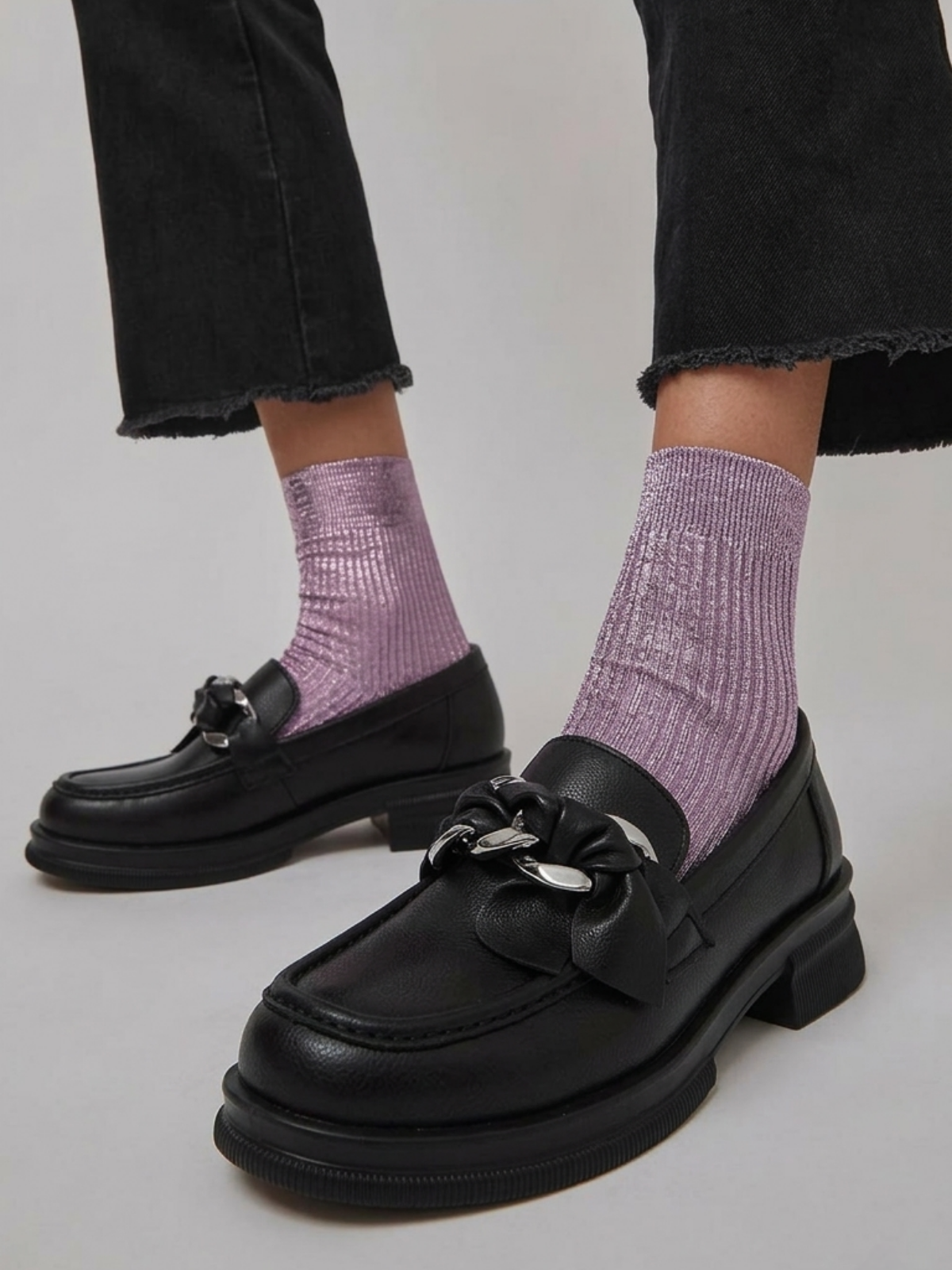 Şal Detaylı Tokalı Loafer Siyah