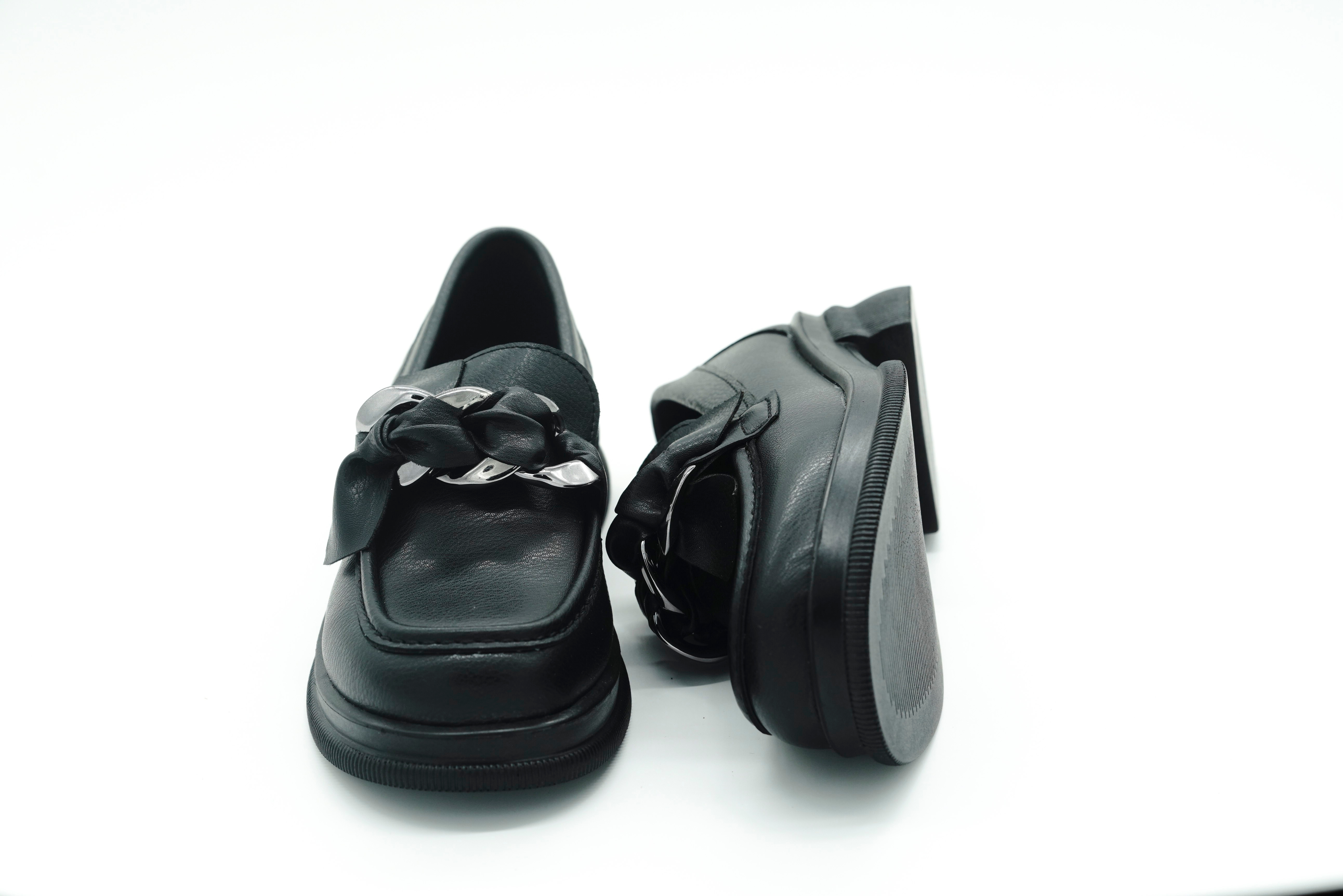 Şal Detaylı Tokalı Loafer Siyah