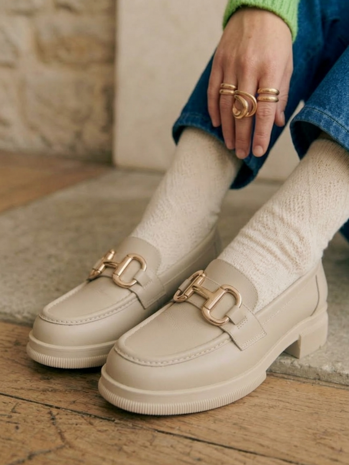 Toka Detaylı Loafer Bej