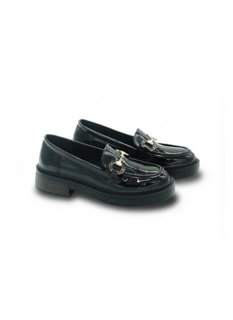 Toka Detaylı Rugan Loafer Siyah