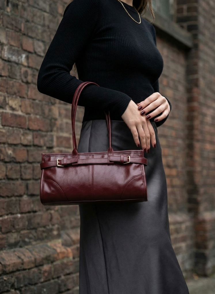 Vintage Baget Çanta Bordo