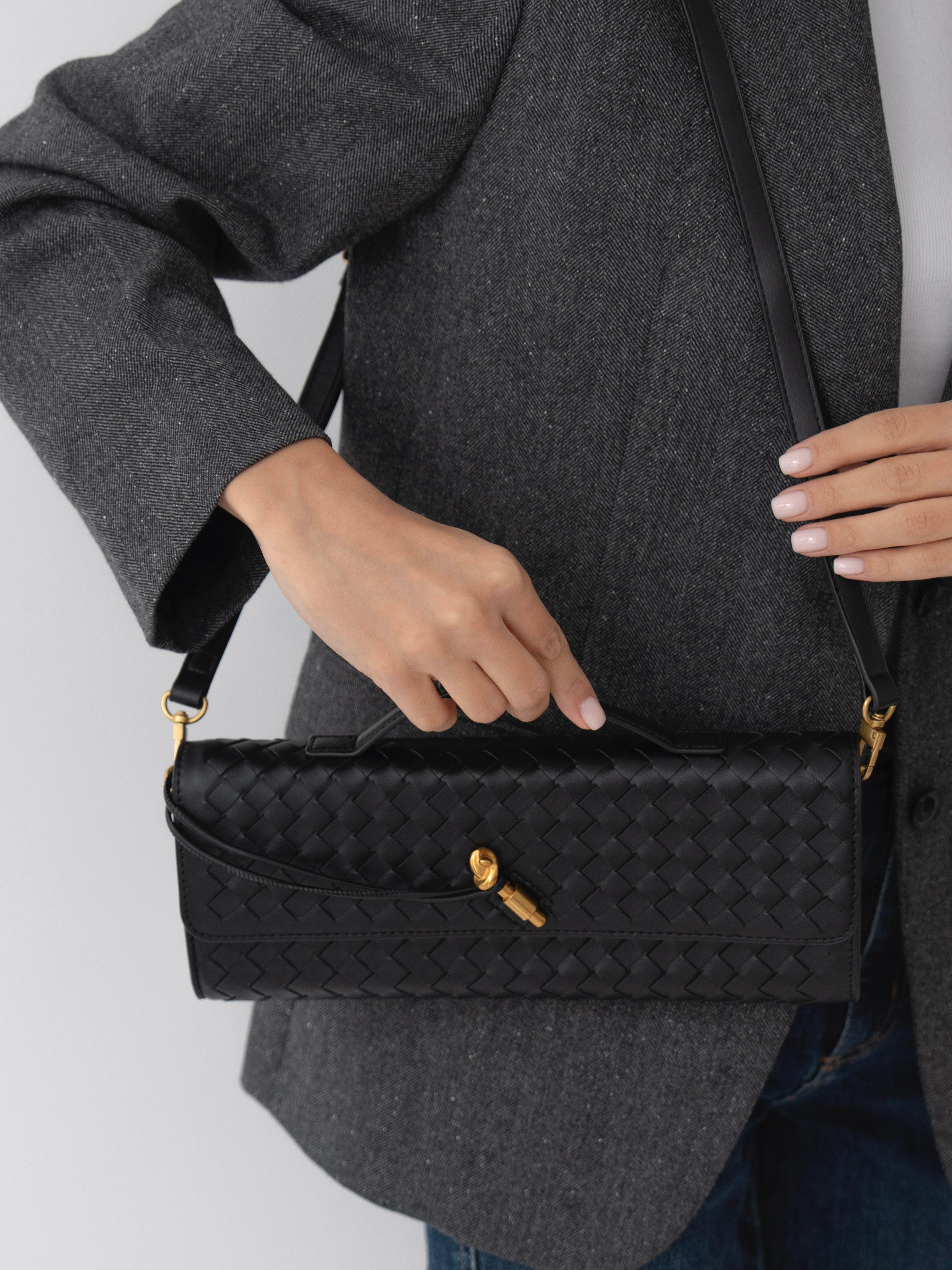 35107 Siyah Hakiki Deri Kadın Çanta