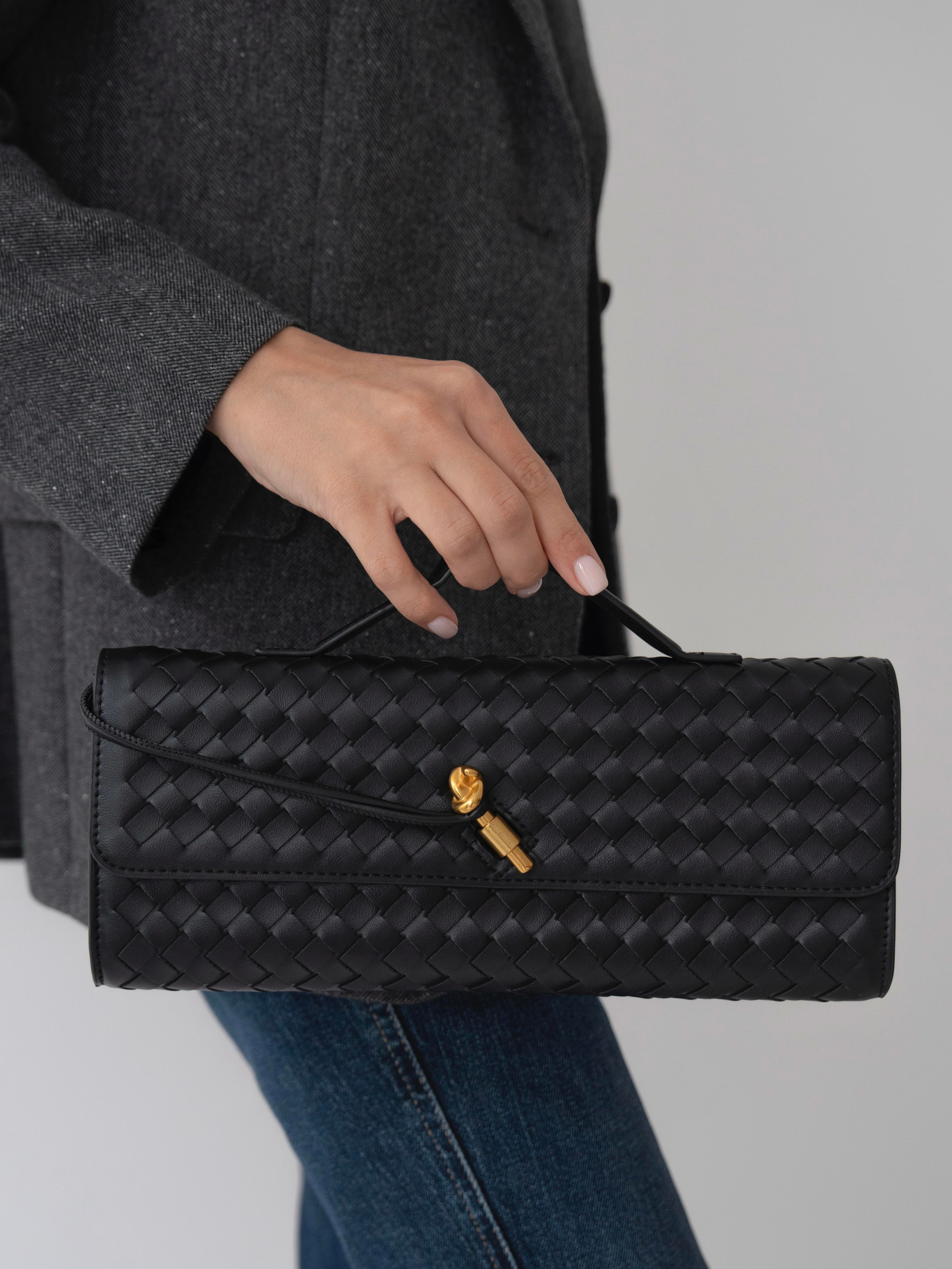 35107 Siyah Hakiki Deri Kadın Çanta