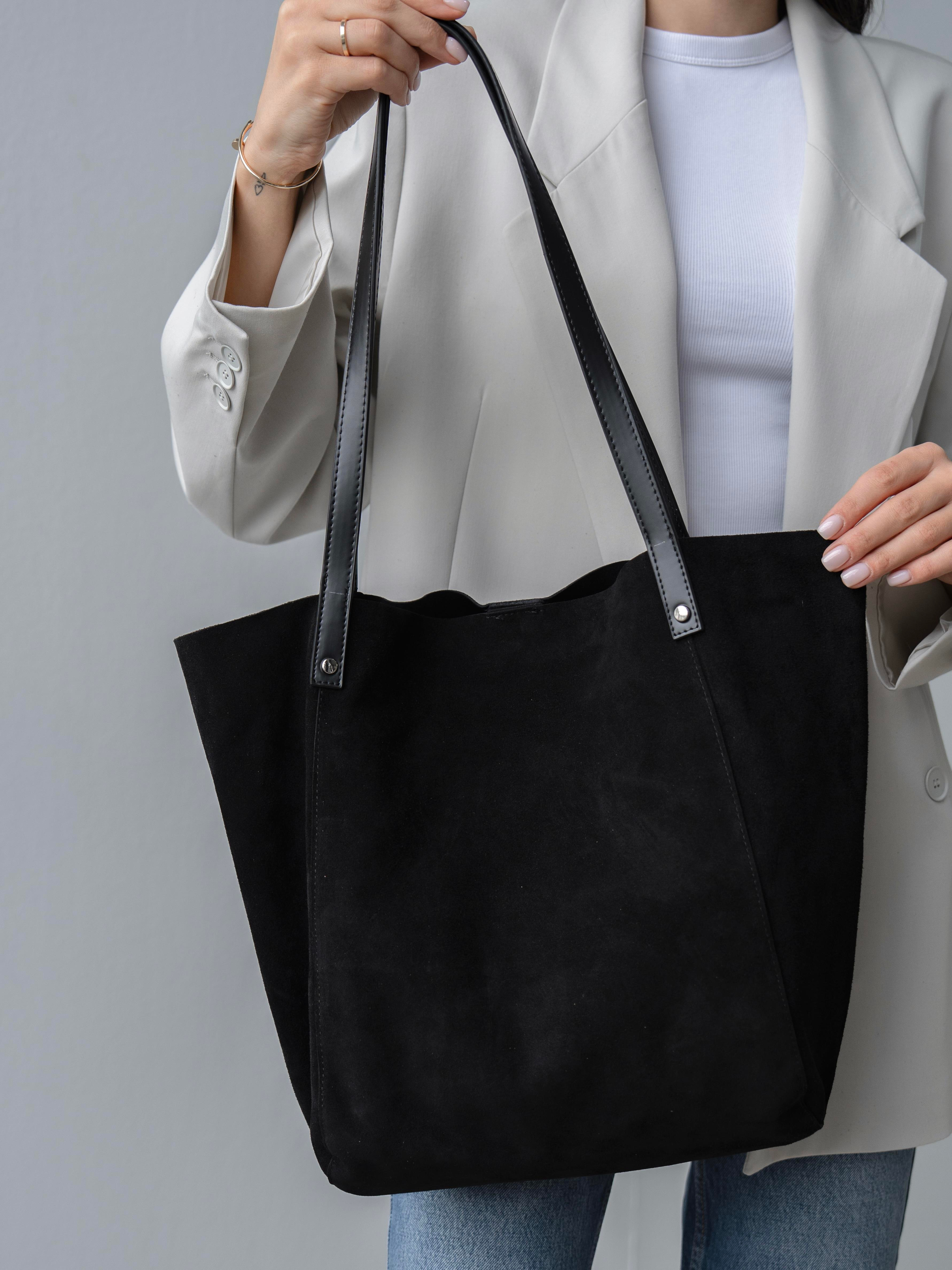 6026 Siyah Süet Hakiki Deri Kadın Çanta