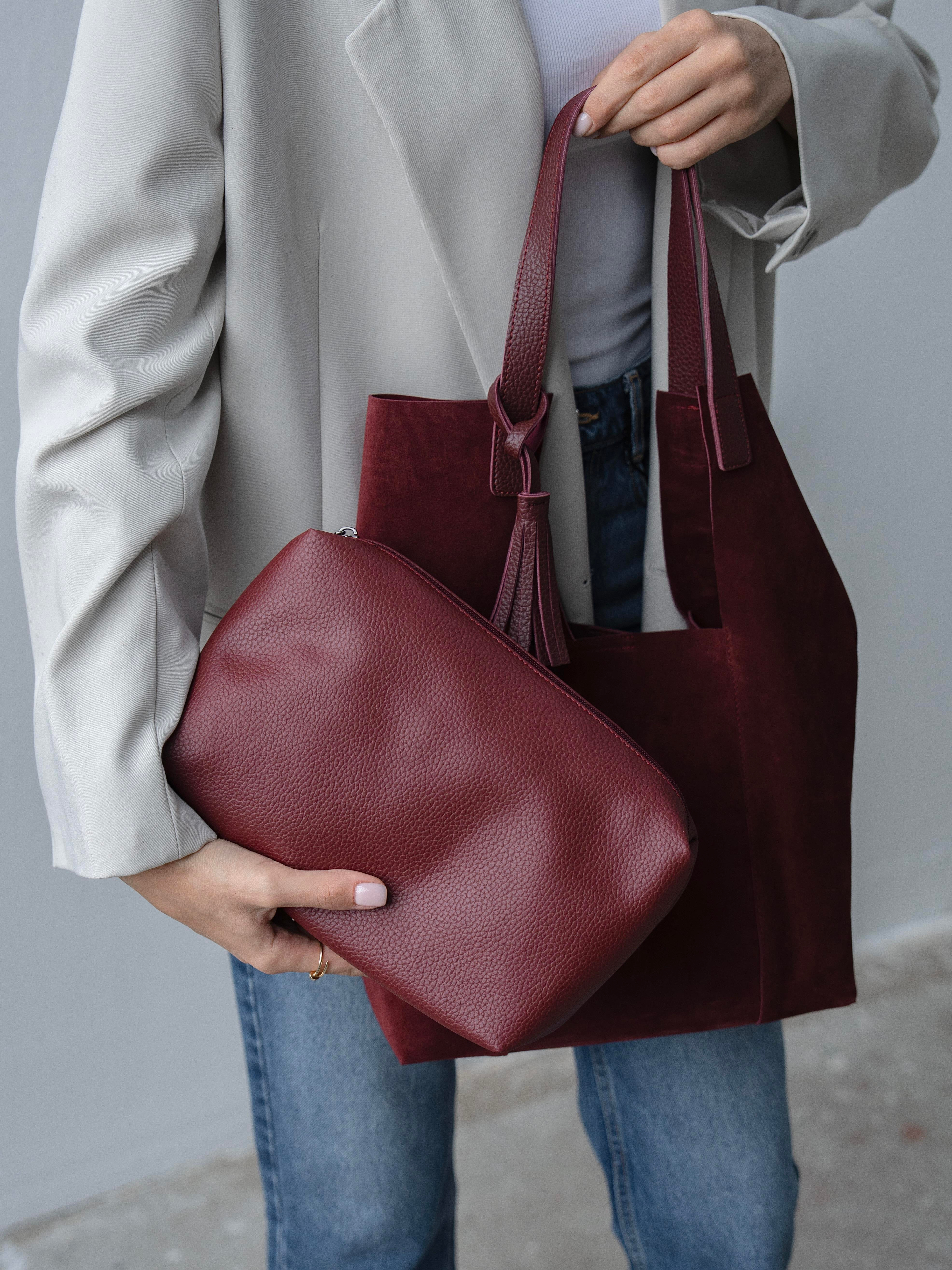 6414 Bordo Süet Hakiki Süet Kadın Çanta