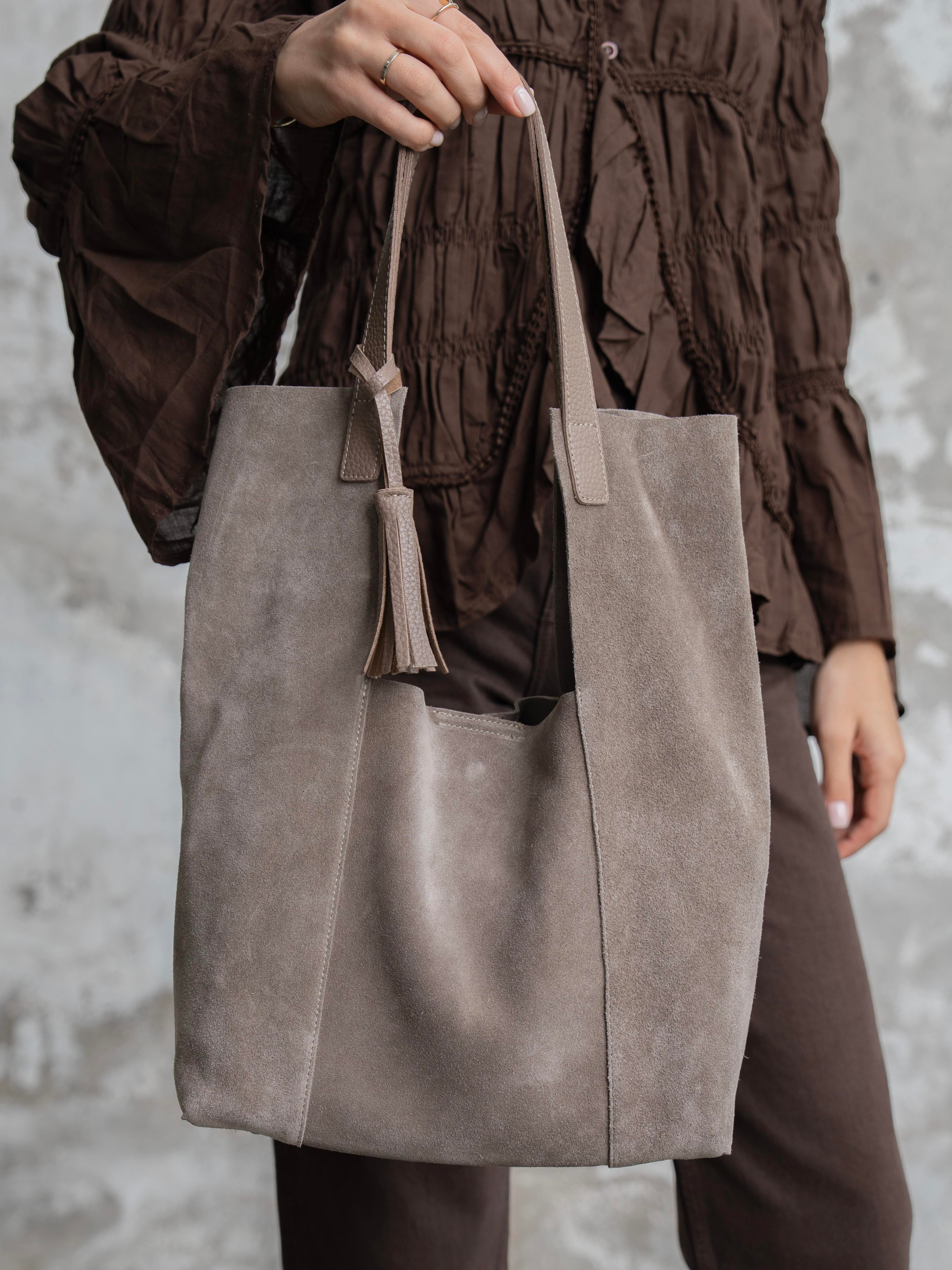 6414 Vizon Süet Hakiki Süet Kadın Çanta