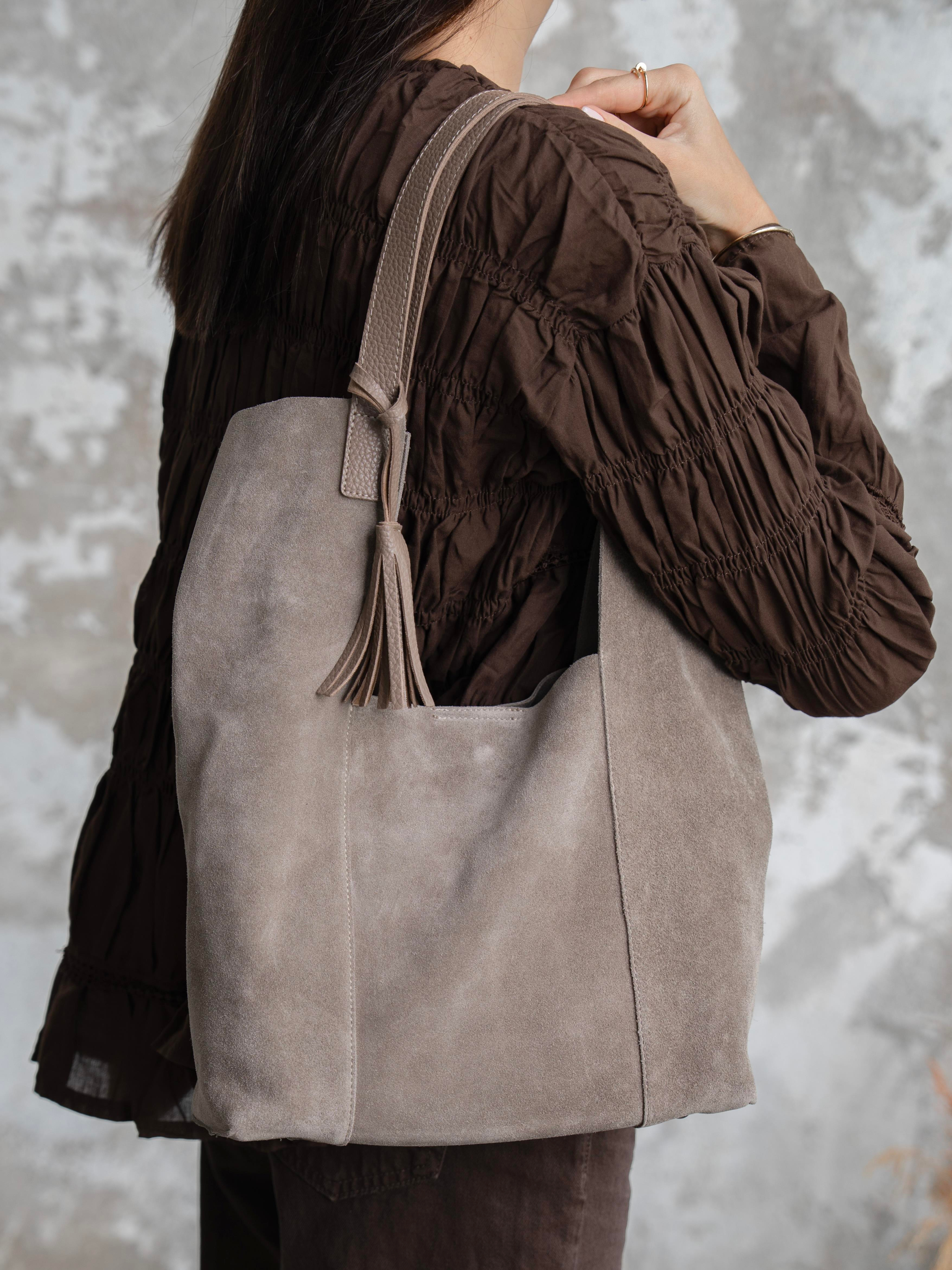 6414 Vizon Süet Hakiki Süet Kadın Çanta