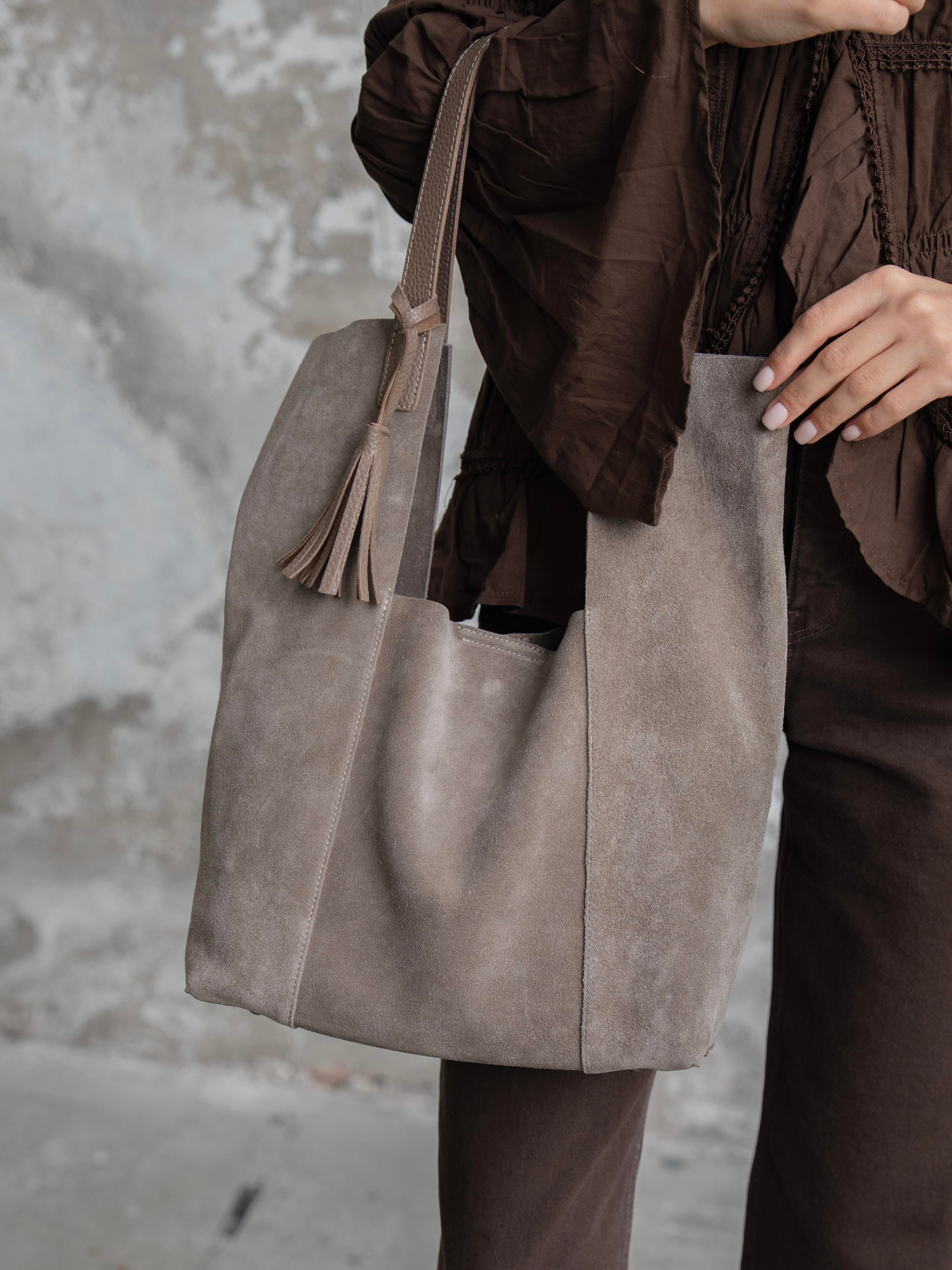 6414 Vizon Süet Hakiki Süet Kadın Çanta