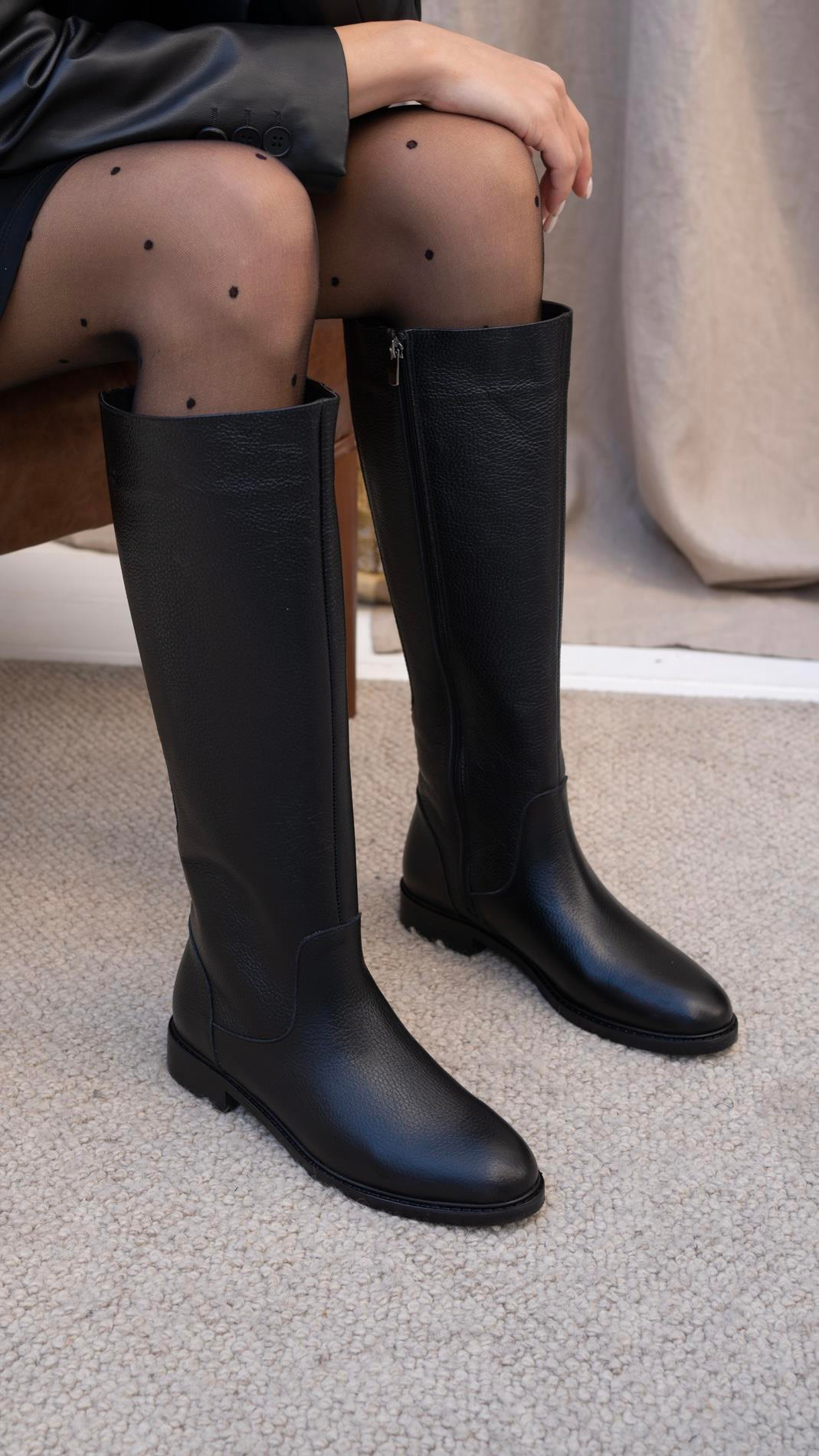 Adel Siyah Deri   Çizme