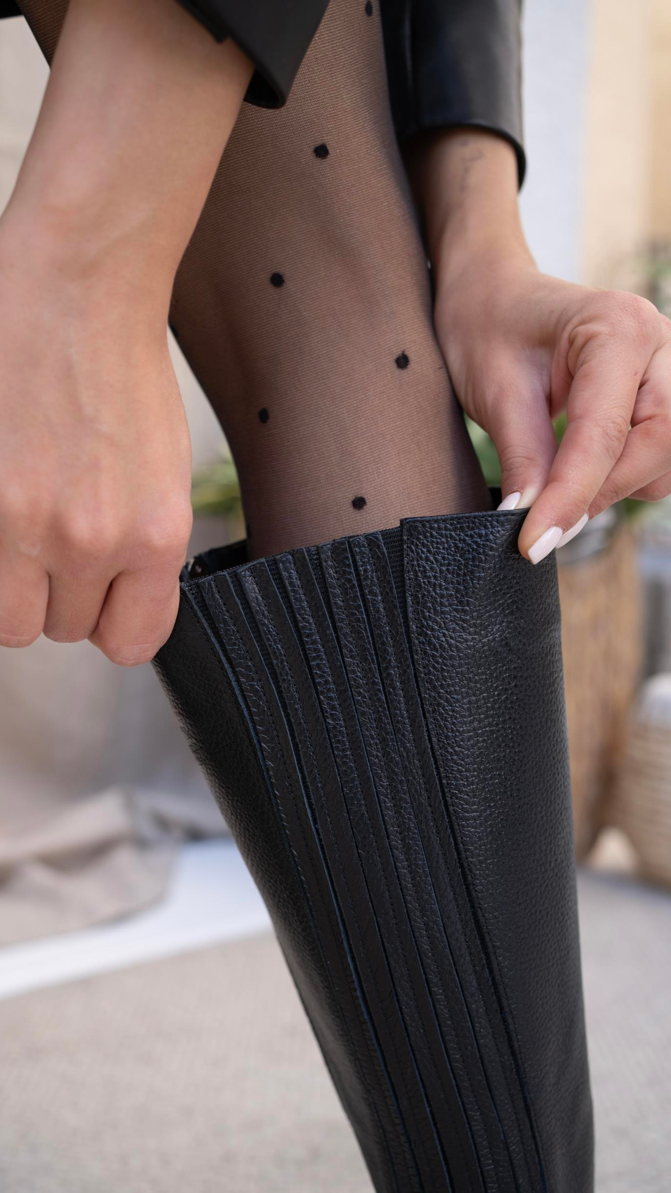 Adel Siyah Deri   Çizme