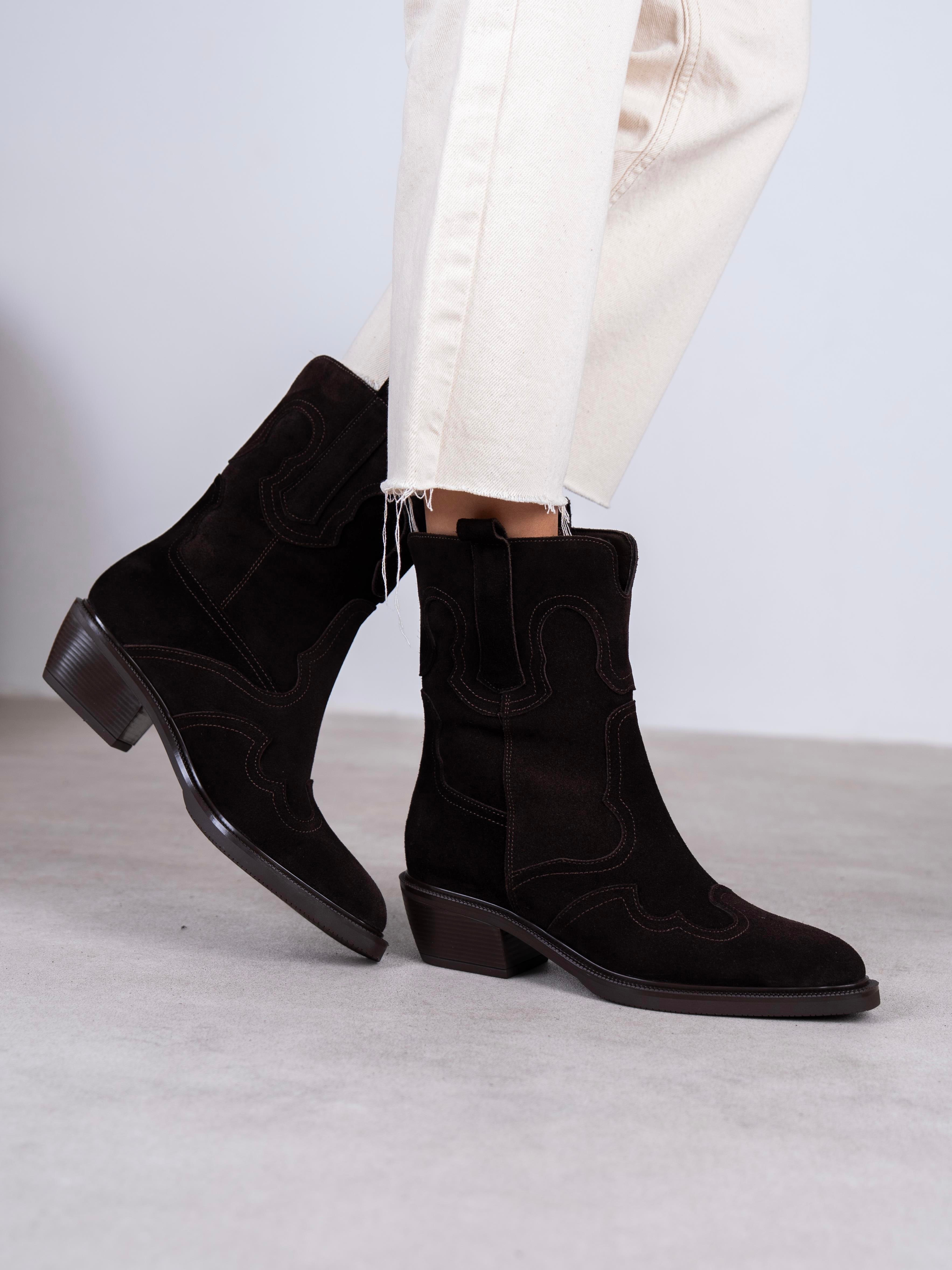 Aira Kahve Süet Hakiki Deri Kadın Bot