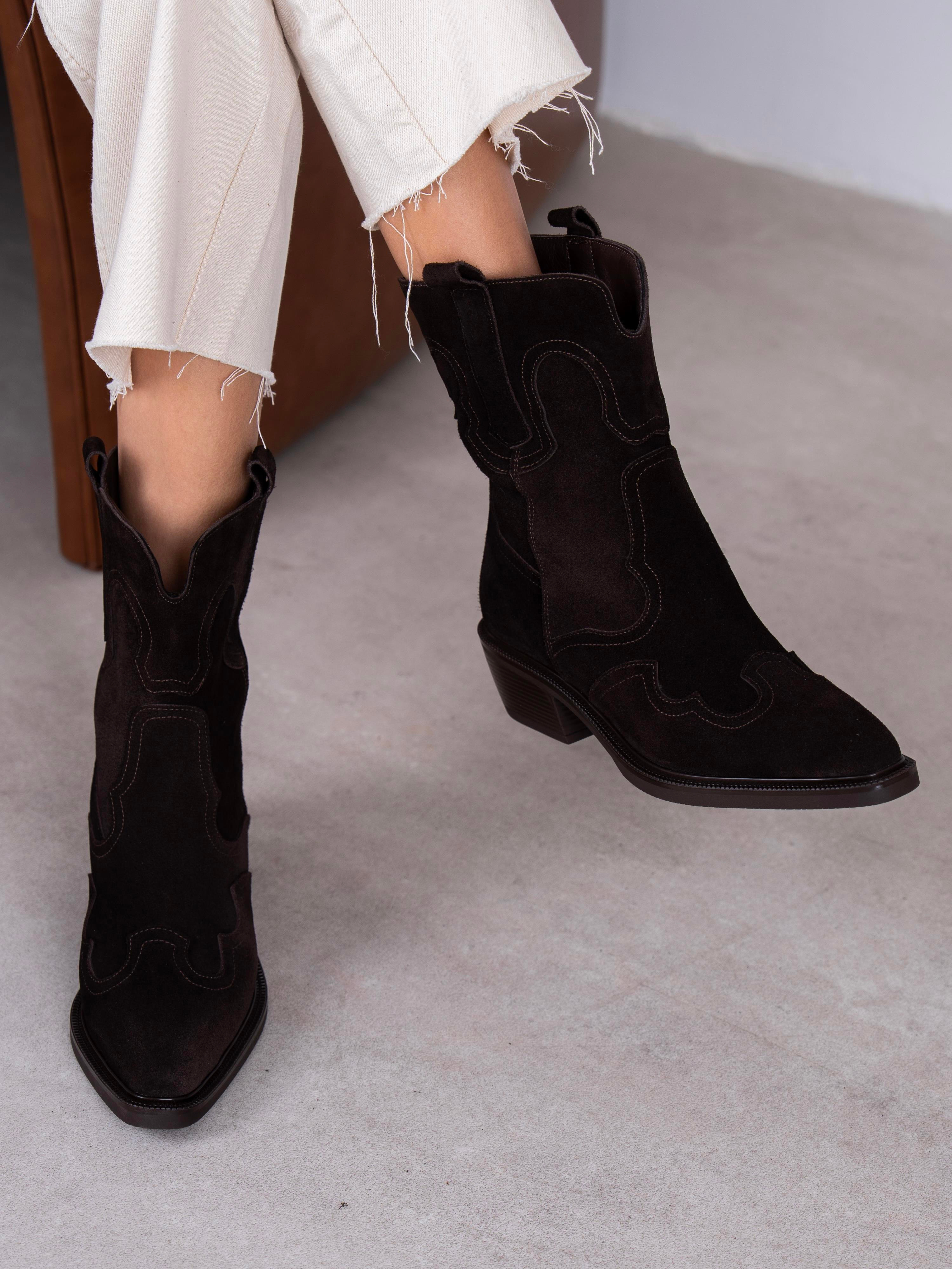 Aira Kahve Süet Hakiki Deri Kadın Bot