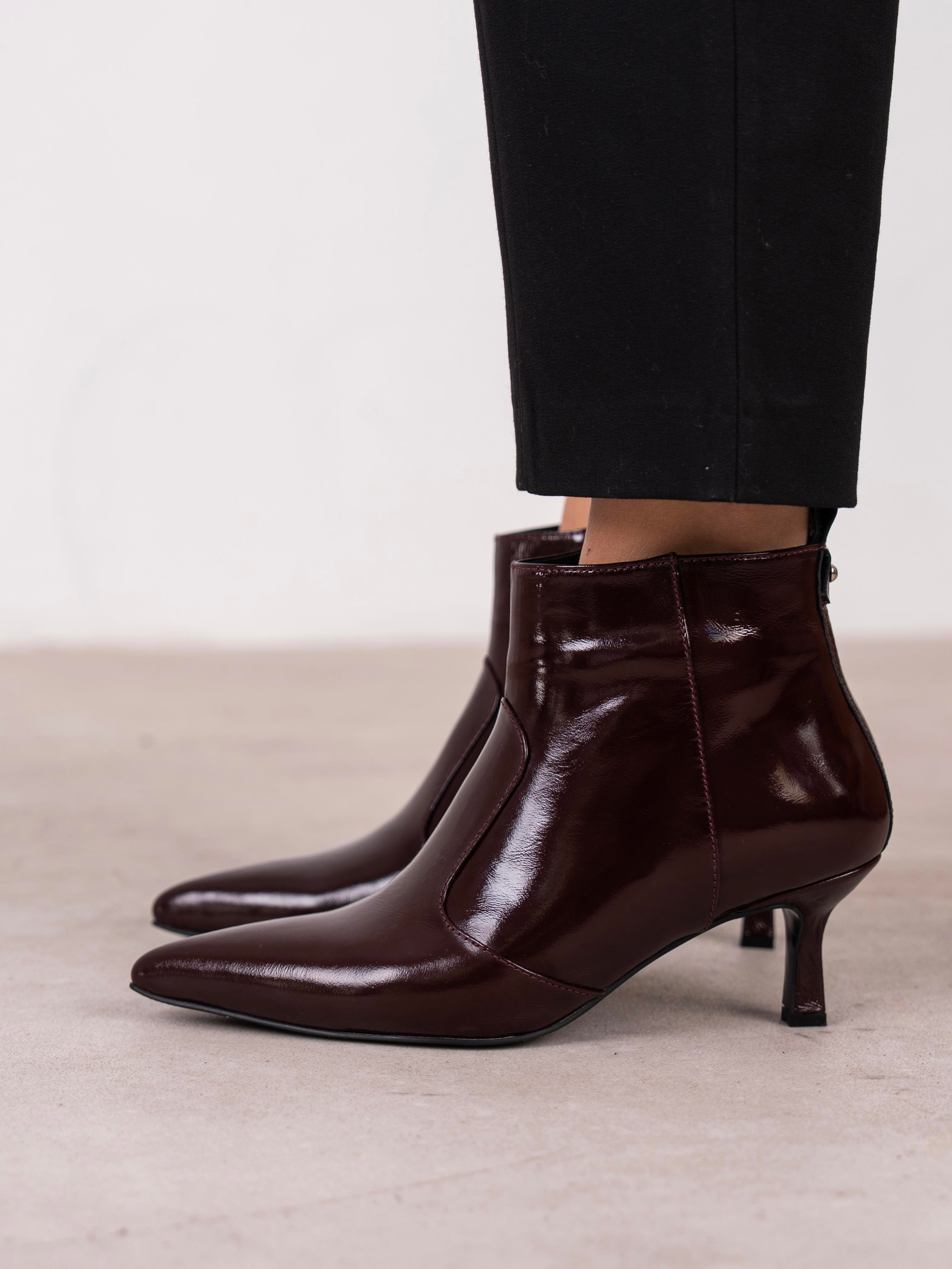 Akdor Bordo Rugan Hakiki Deri Kadın Bot