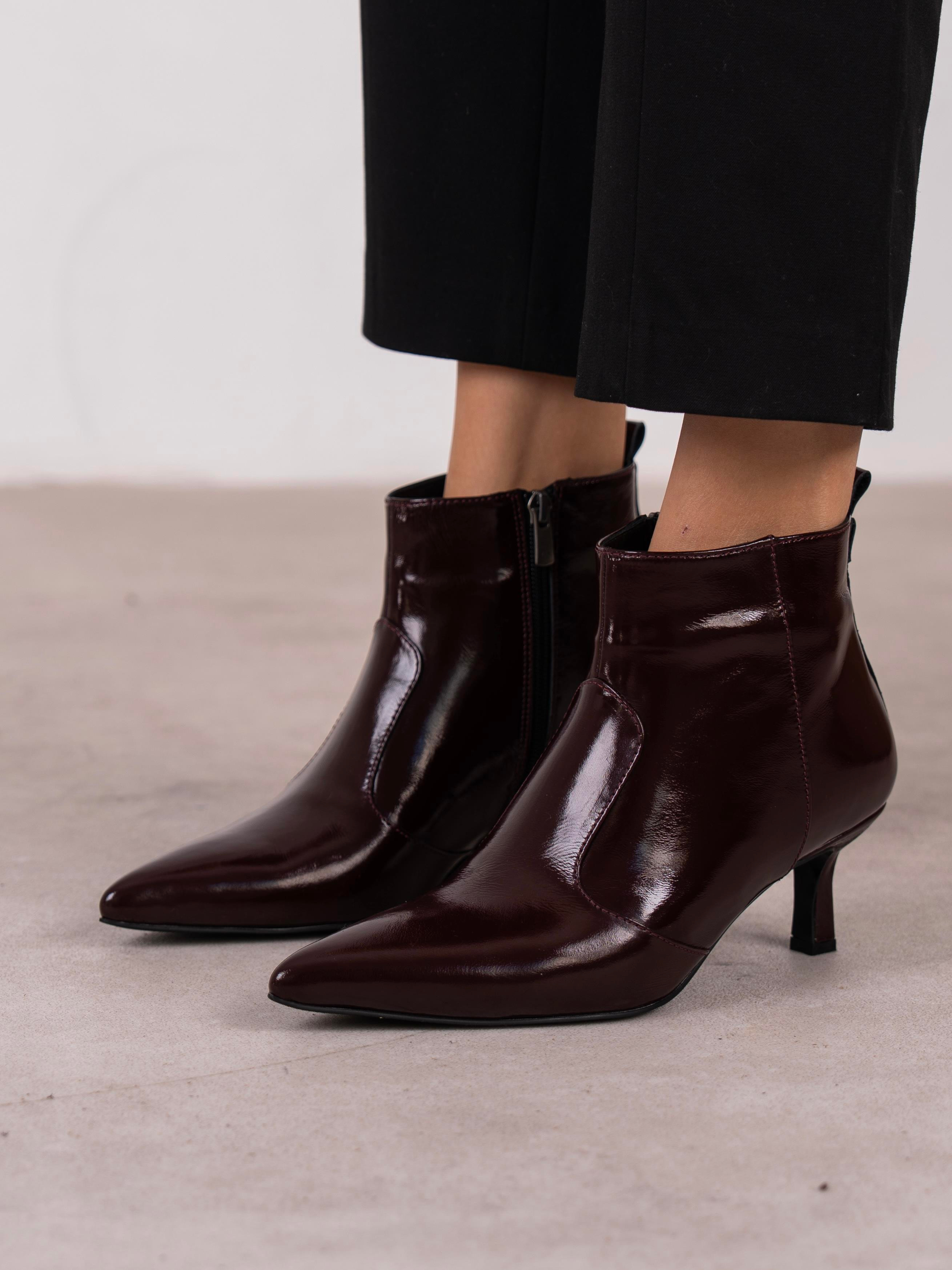 Akdor Bordo Rugan Hakiki Deri Kadın Bot